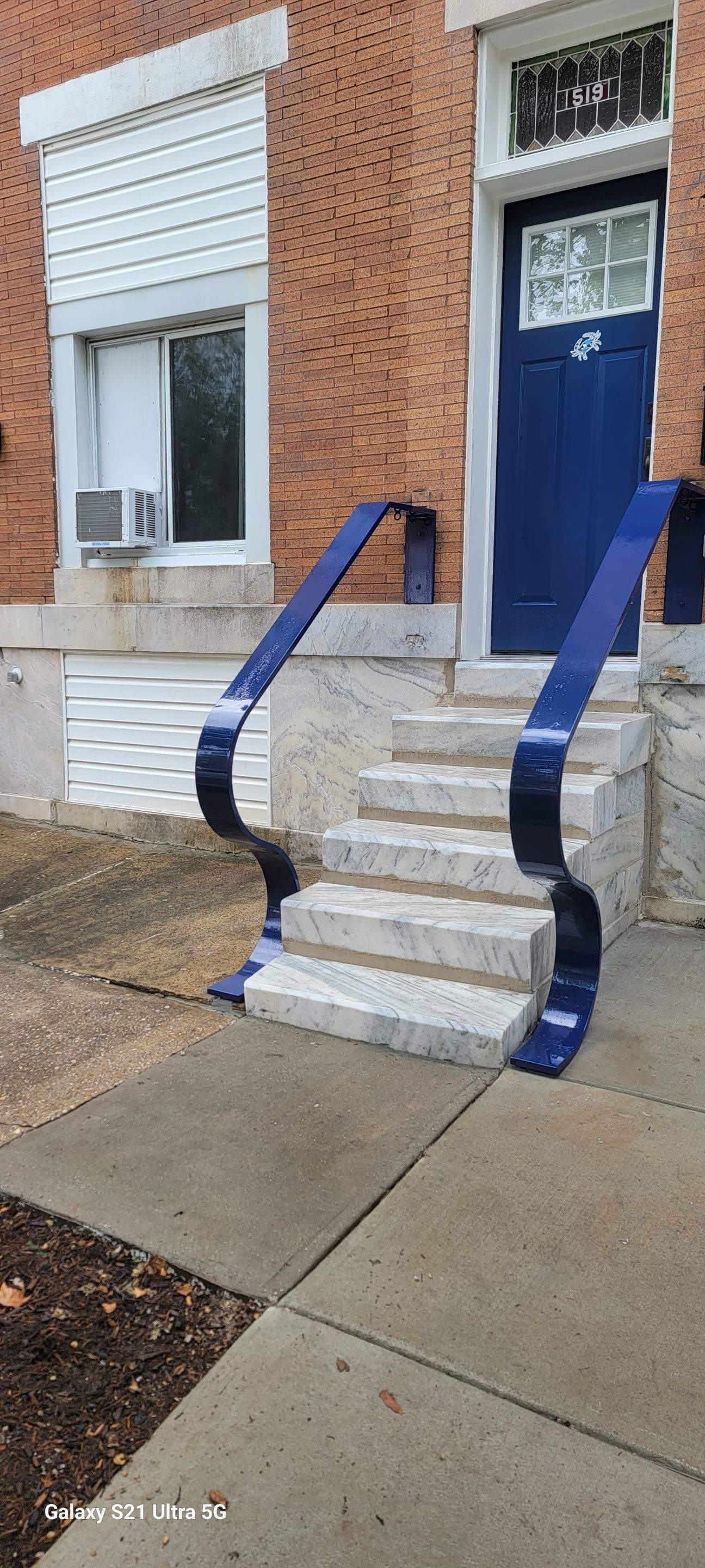 Custom "S" Shape Stair Handrails – Entryway Transformation – Baltimore, MD by Capitol Iron Works
