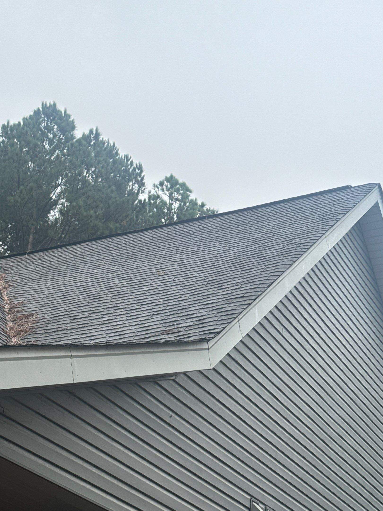 the service being done is roof cleaning to remove debris and dirt from the shingles and roof surface