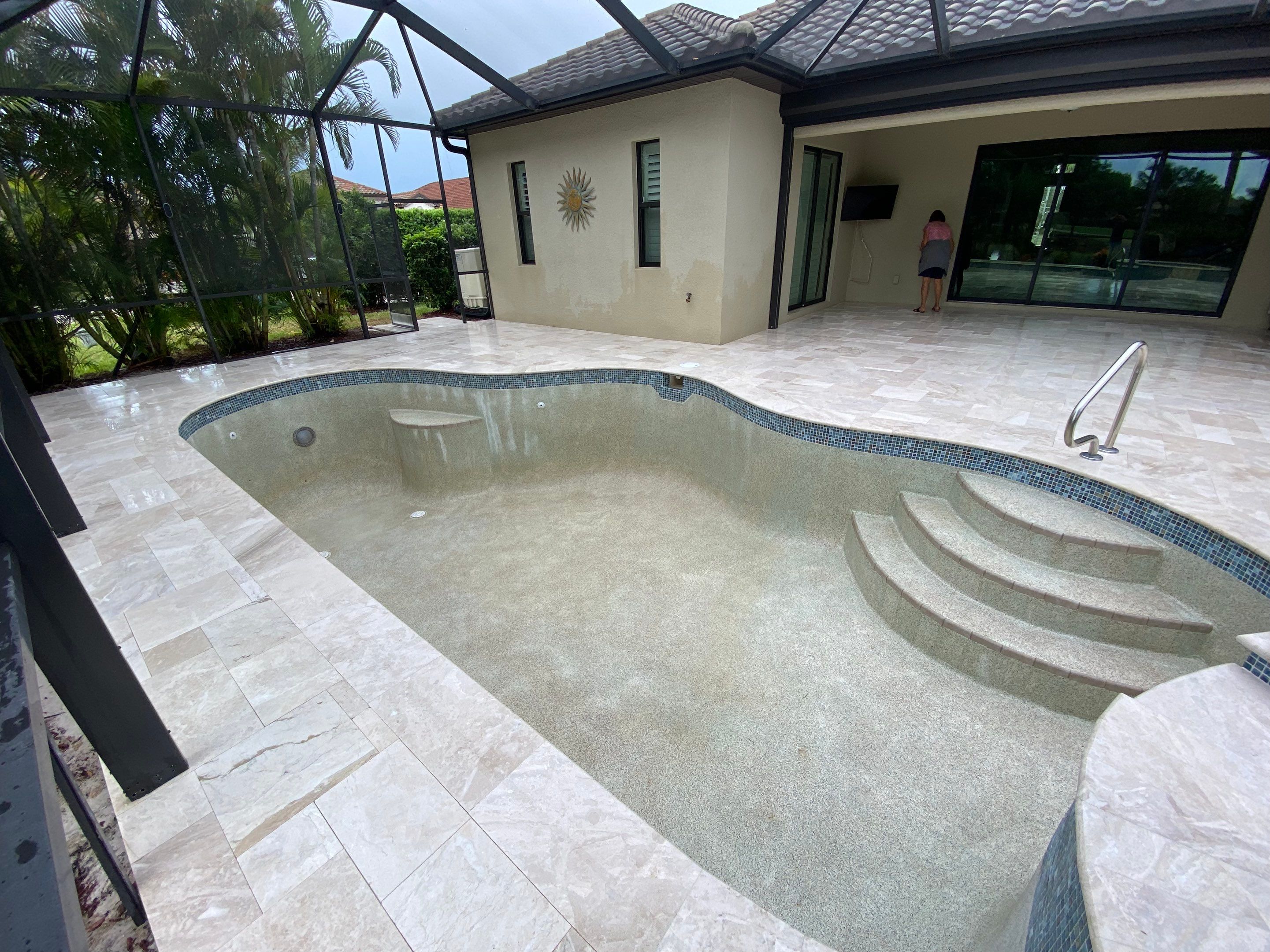 Textured Marble Pool Deck - Bonita National Golf & Country Club by Old Town Pavers Llc