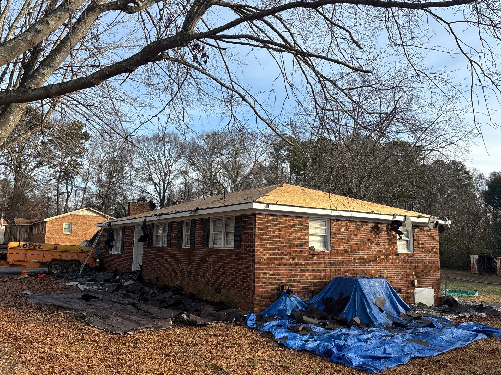CertainTeed Landmark Moire Black Architectural Shingles on Inman SC Brick Ranch Home by Roofers LLC