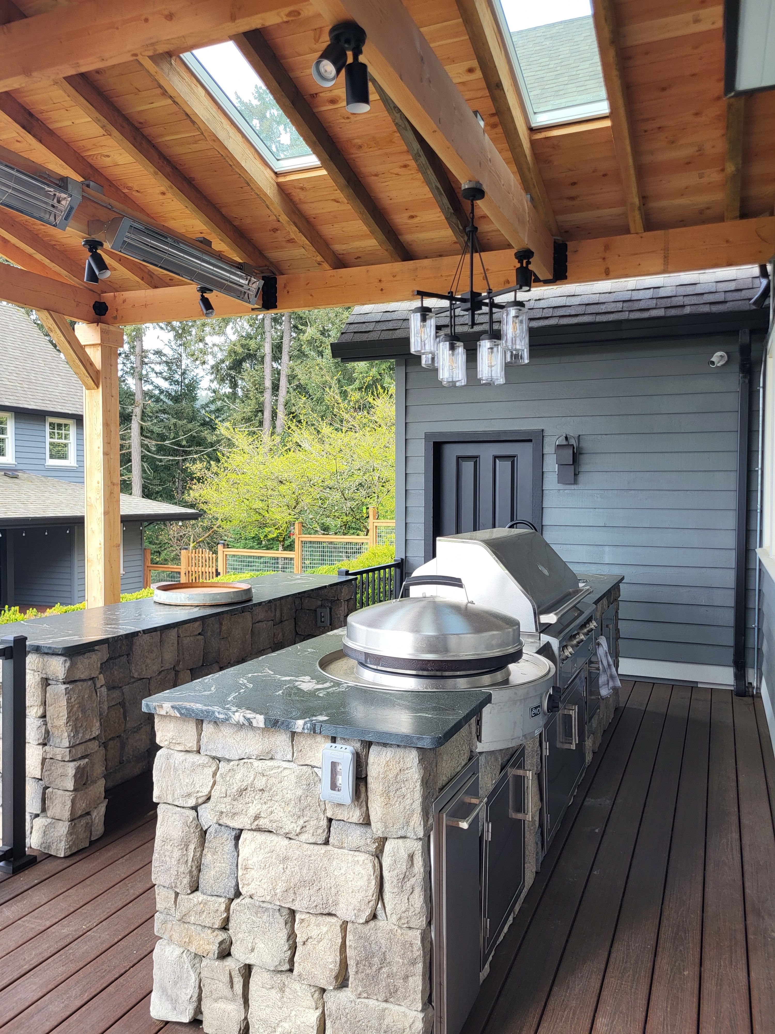 Custom Outdoor Kitchen and Timber-Framed Pavilion in Sherwood by American Made Construction 
