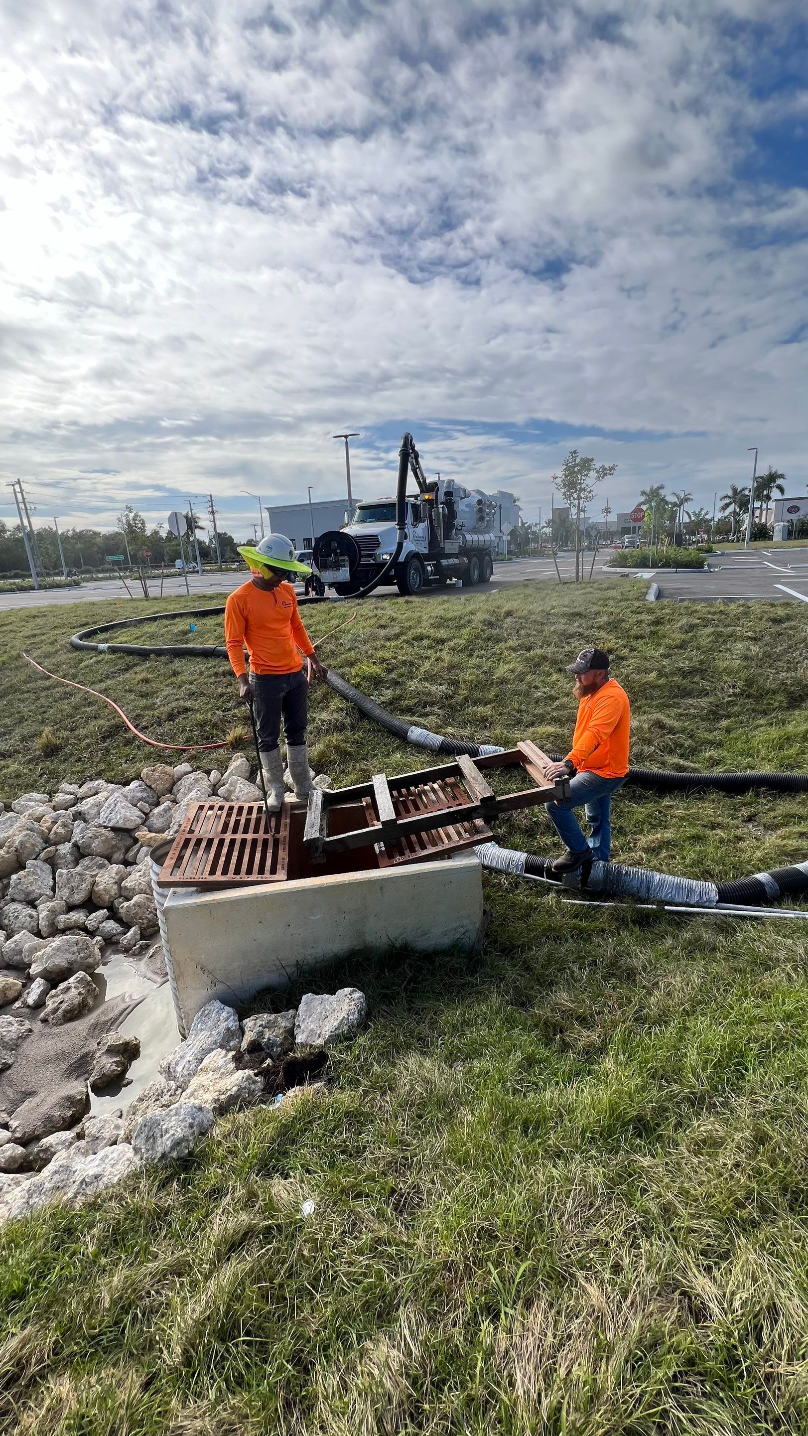 New Construction Commercial Parcel Stormwater System Cleaning by Don Mar, Inc. Storm Water Solutions