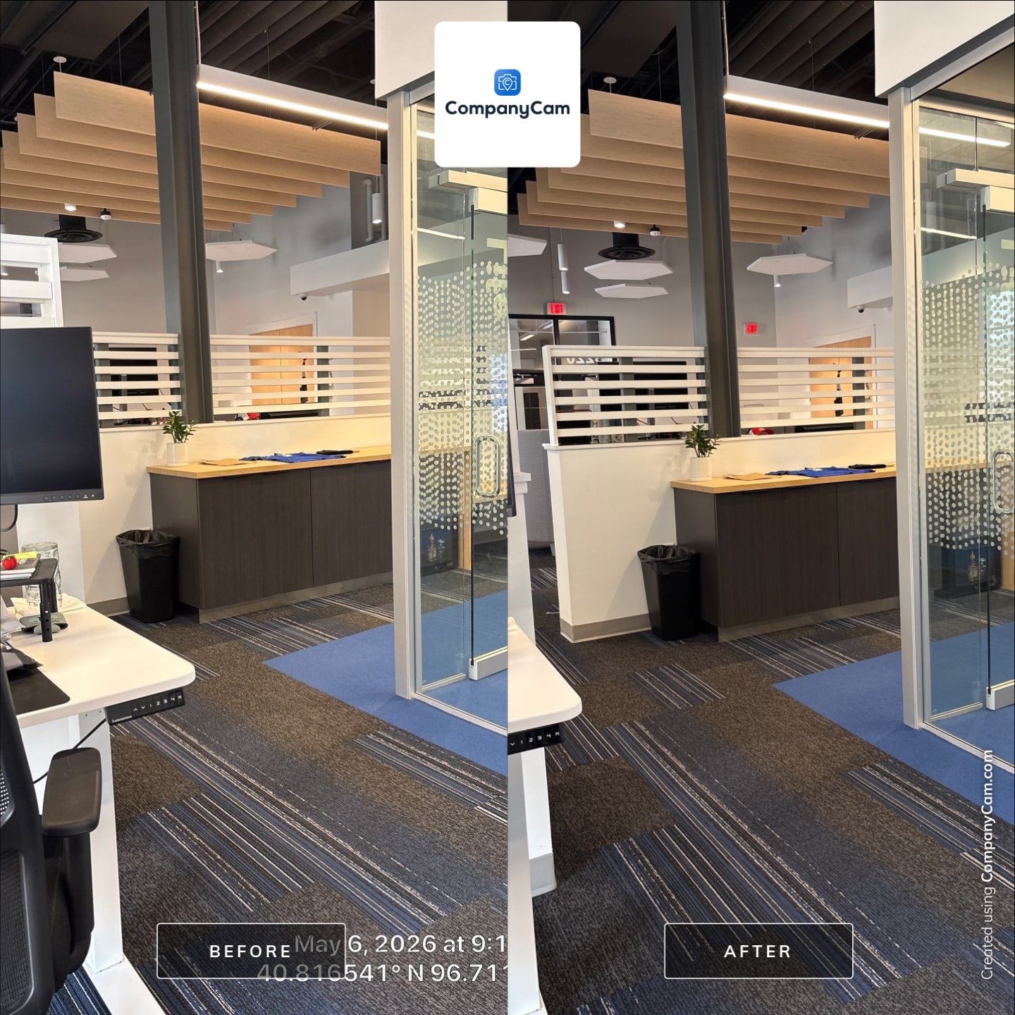 Modern Commercial Office Renovation with Wood Ceiling Baffles in Lincoln by CompanyCam Sales Demo
