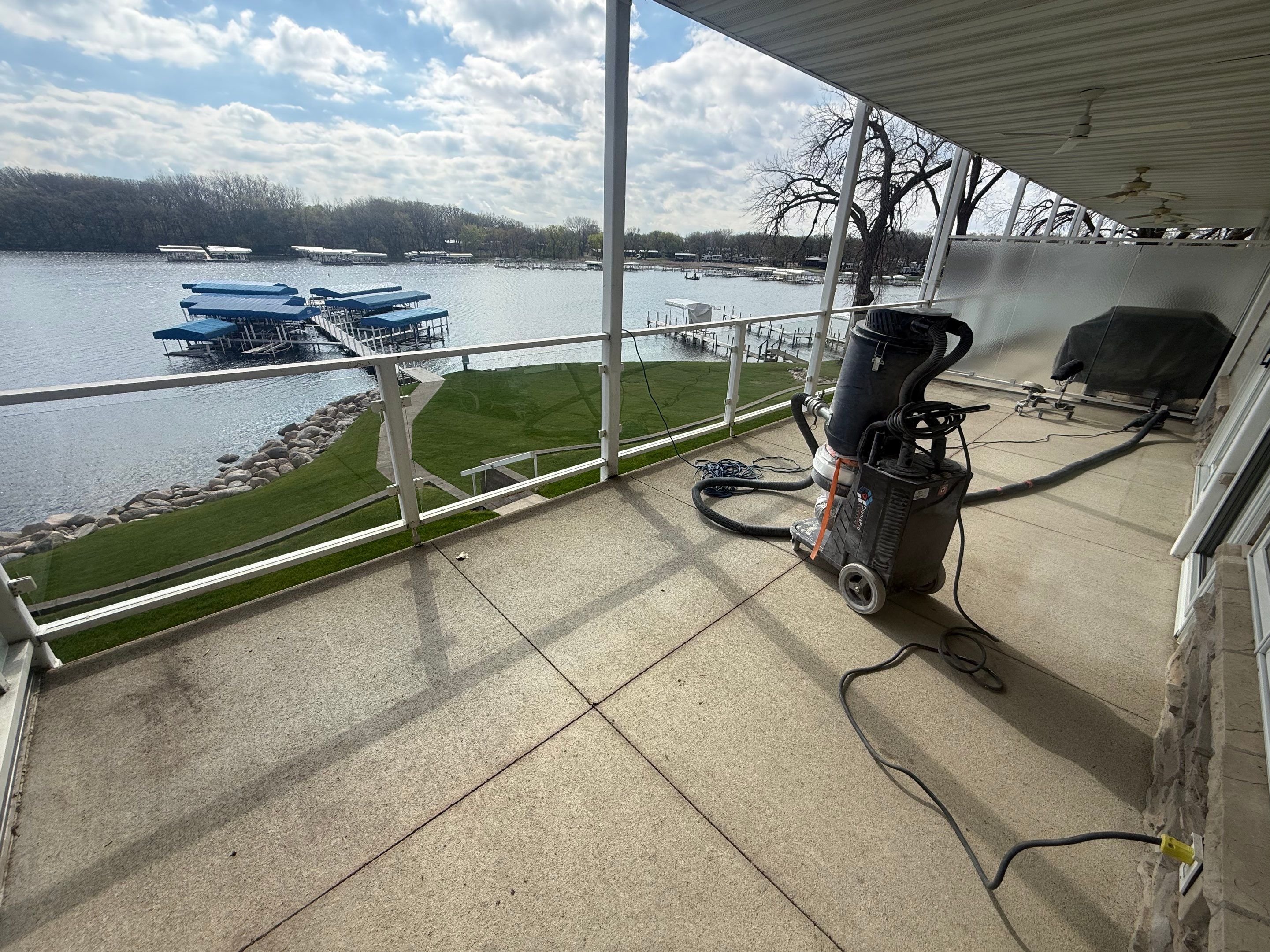 Dark Gray Slip-Resistant Concrete Coating for Arnolds Park Balcony by Select Painting, Coatings & Garage Cabinets