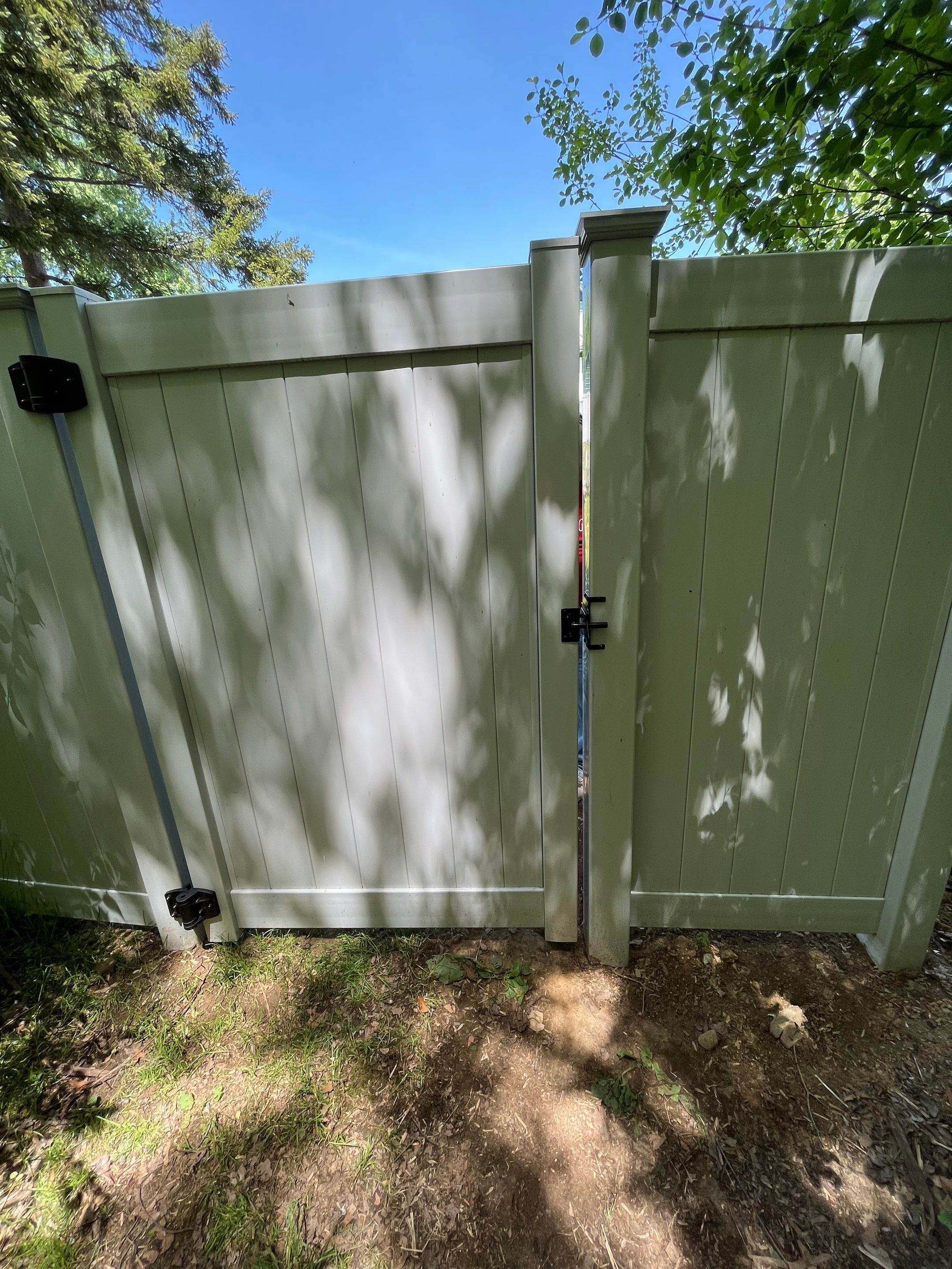 New Vinyl Privacy Fence, With Matching Gate in White. by DiGiorgi Roofing and Siding Inc