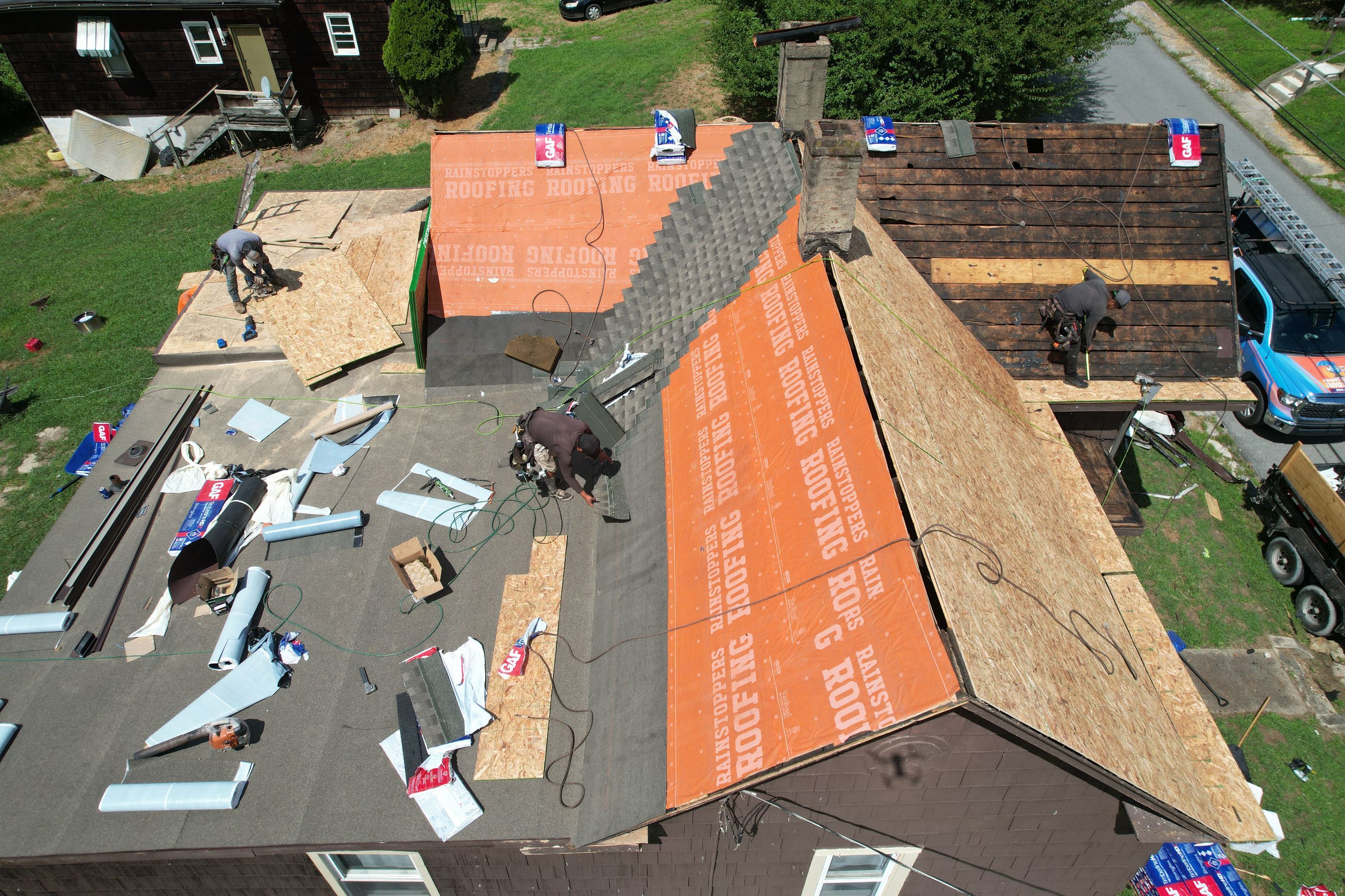 Residential Roofing Installation using GAF Timberline HDZ Weathered Wood by Rainstoppers Roofing