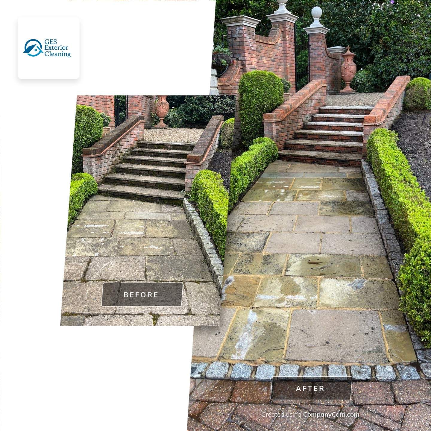 Driveway and stonework cleaning. using honda 21 ltr/min by Ges Exterior Cleaning ltd