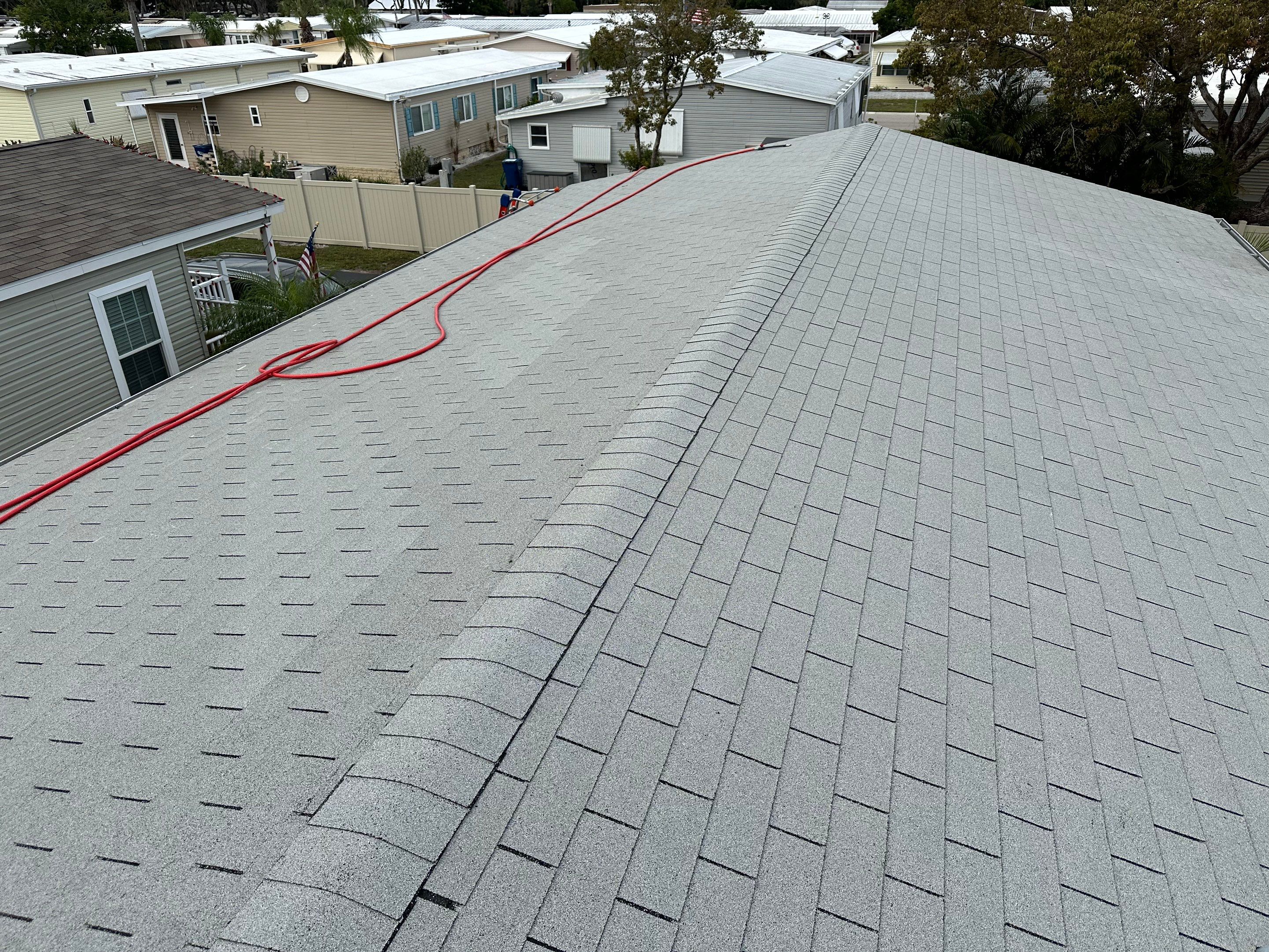 Roof Soft Wash for Double-Wide Manufactured Home in Fisherman’s Cove RV Park, Terra Ceia, FL by Sunshine AquaWash