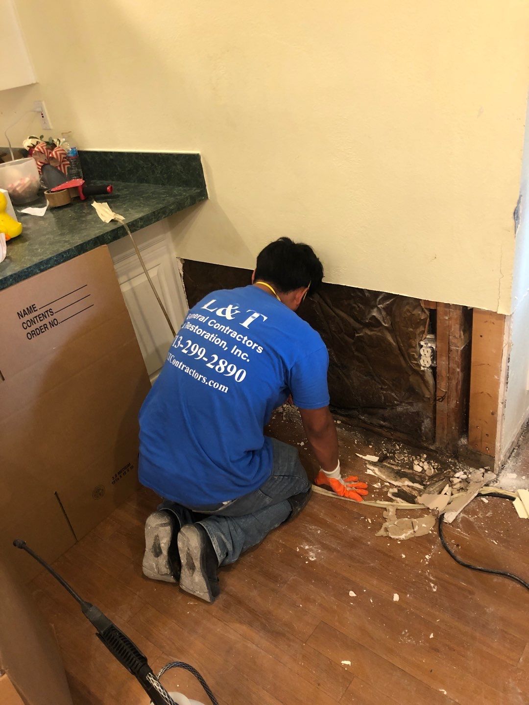 Home Remodel after Huge Water Damage by L&T General Contractors and Restoration INC