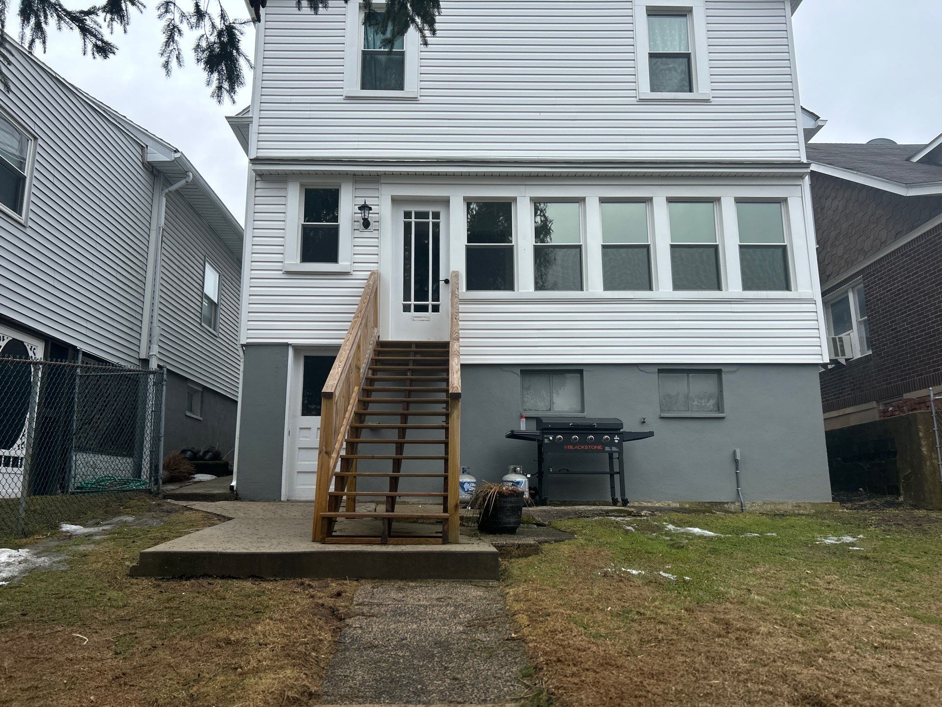 Pressure-Treated Wooden Staircase and Concrete Footing Installation in Schuylkill Haven by Herts Roofing & Construction
