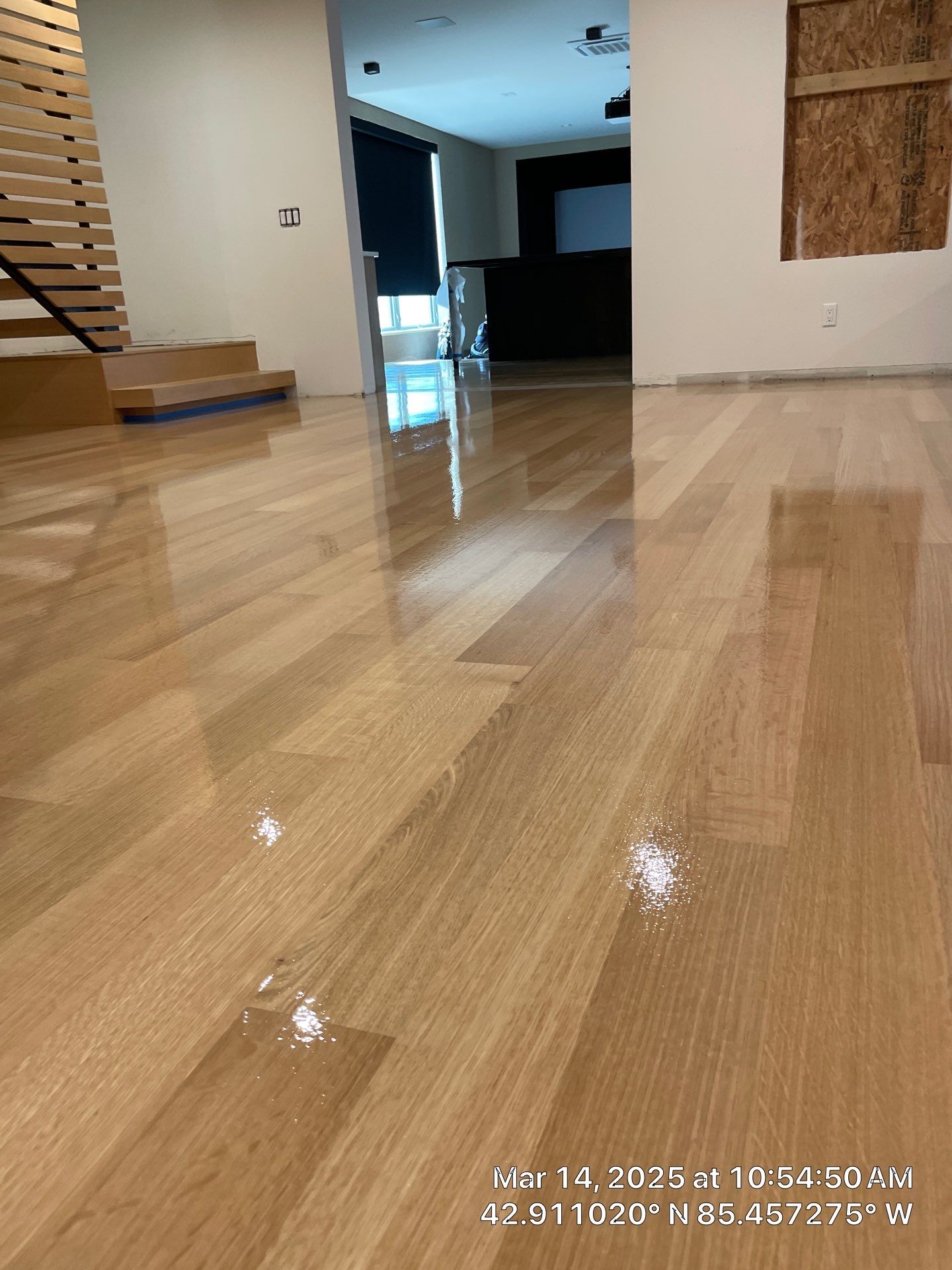 Basement Remodel using Engineered White Oak by RTBaldwin Hardwood Floors