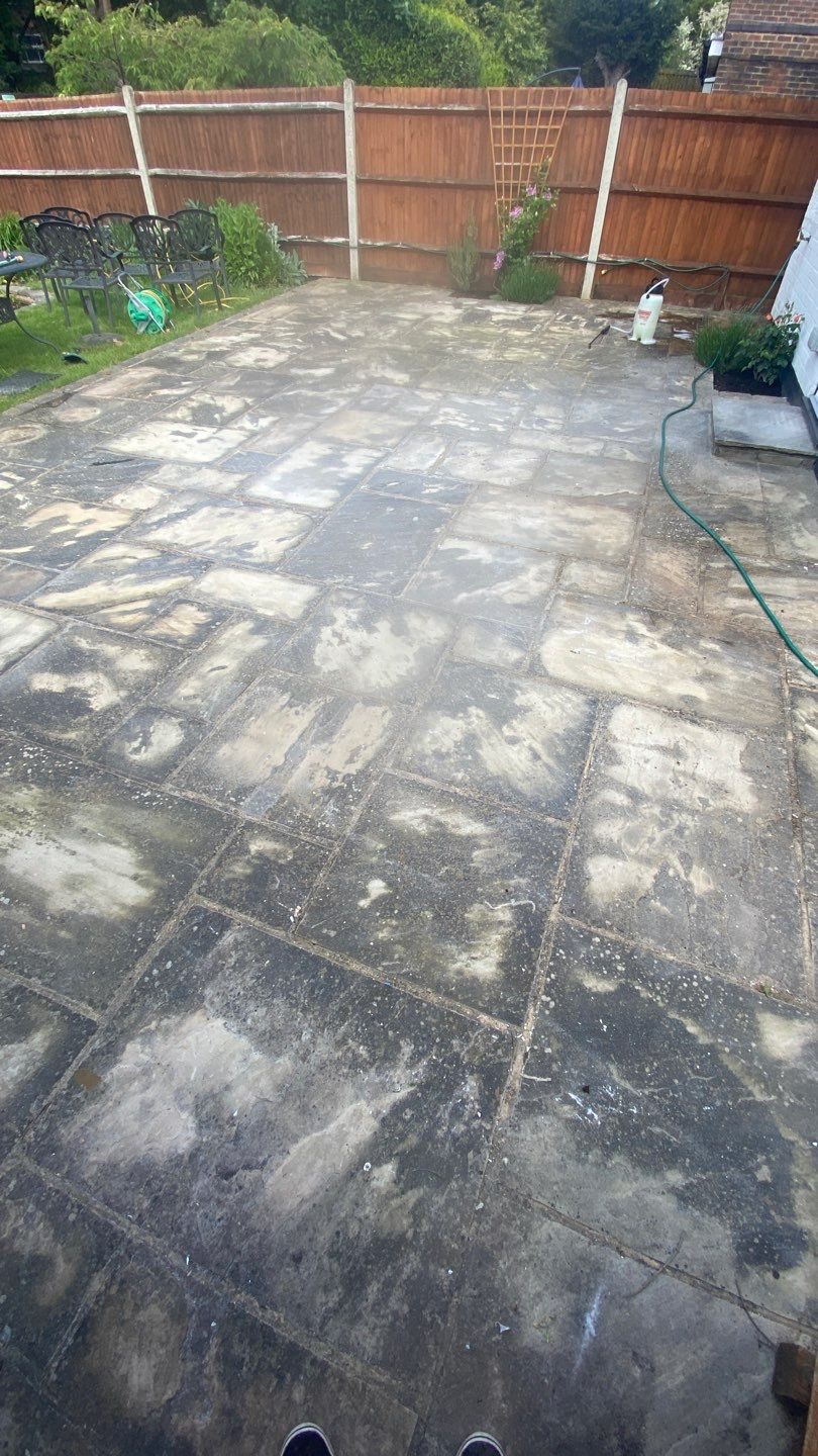 Driveway And Patio Clean using Mosmatic FSC and Biocide by Ges Exterior Cleaning ltd