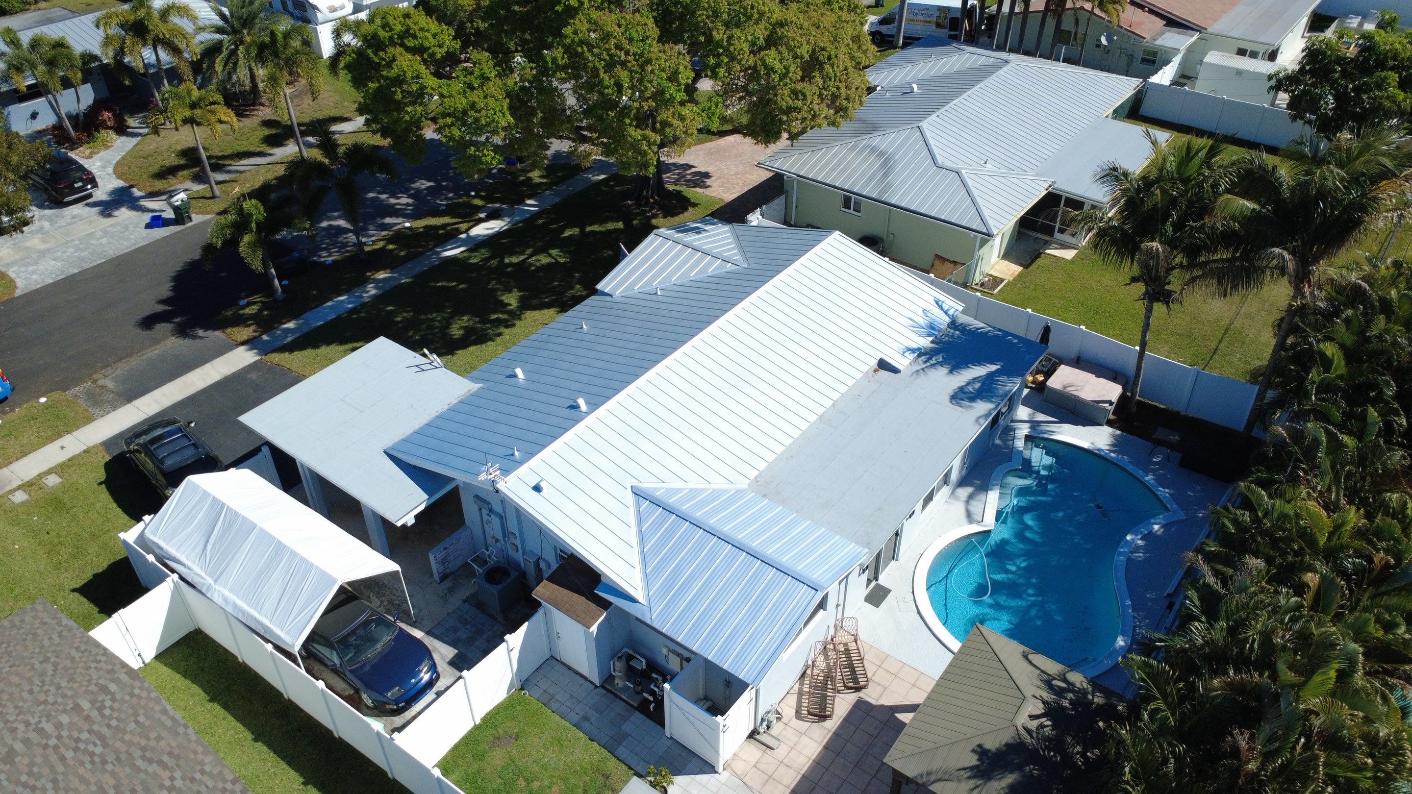 Residential Roofing Installation using 1" Nail strip metal roof by BLUES BROTHERS ROOFING