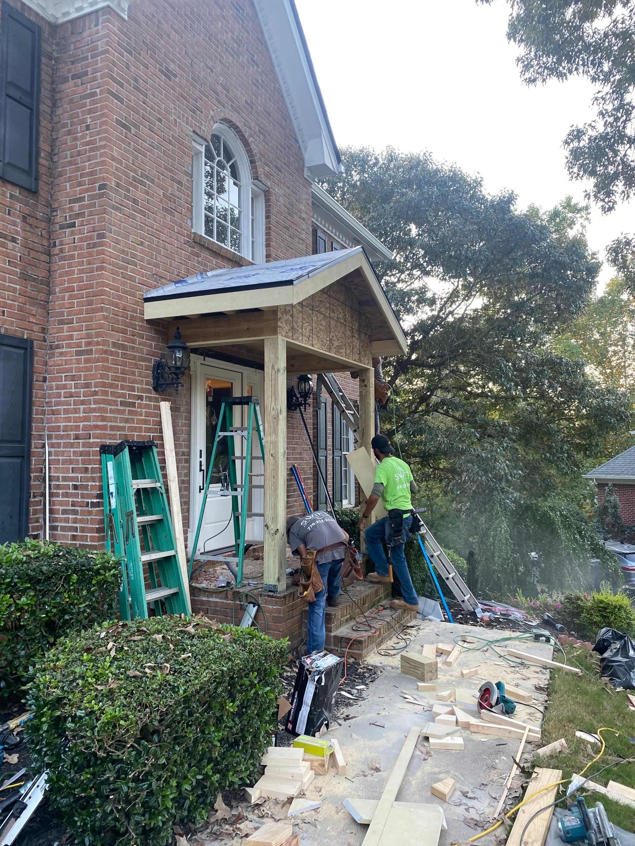 Custom Portico Construction and Siding Replacement in Alpharetta by Swift Home Renovations