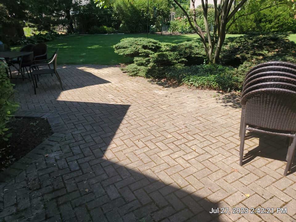 Brick paver clean, sand and seal.  using Polysweep polymeric sand by Northern Power Washing LLC.