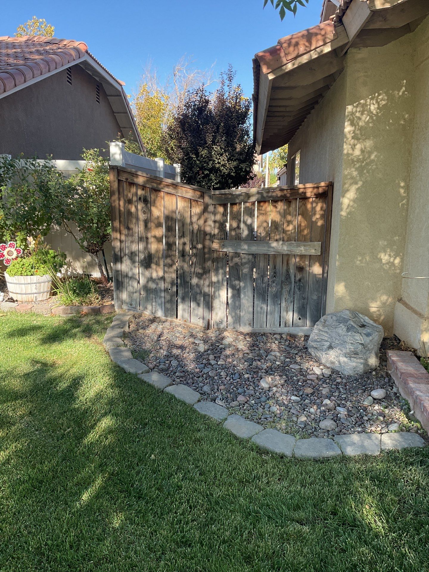 6ft White and Tan Privacy Vinyl  by Fence Guys Inc. 