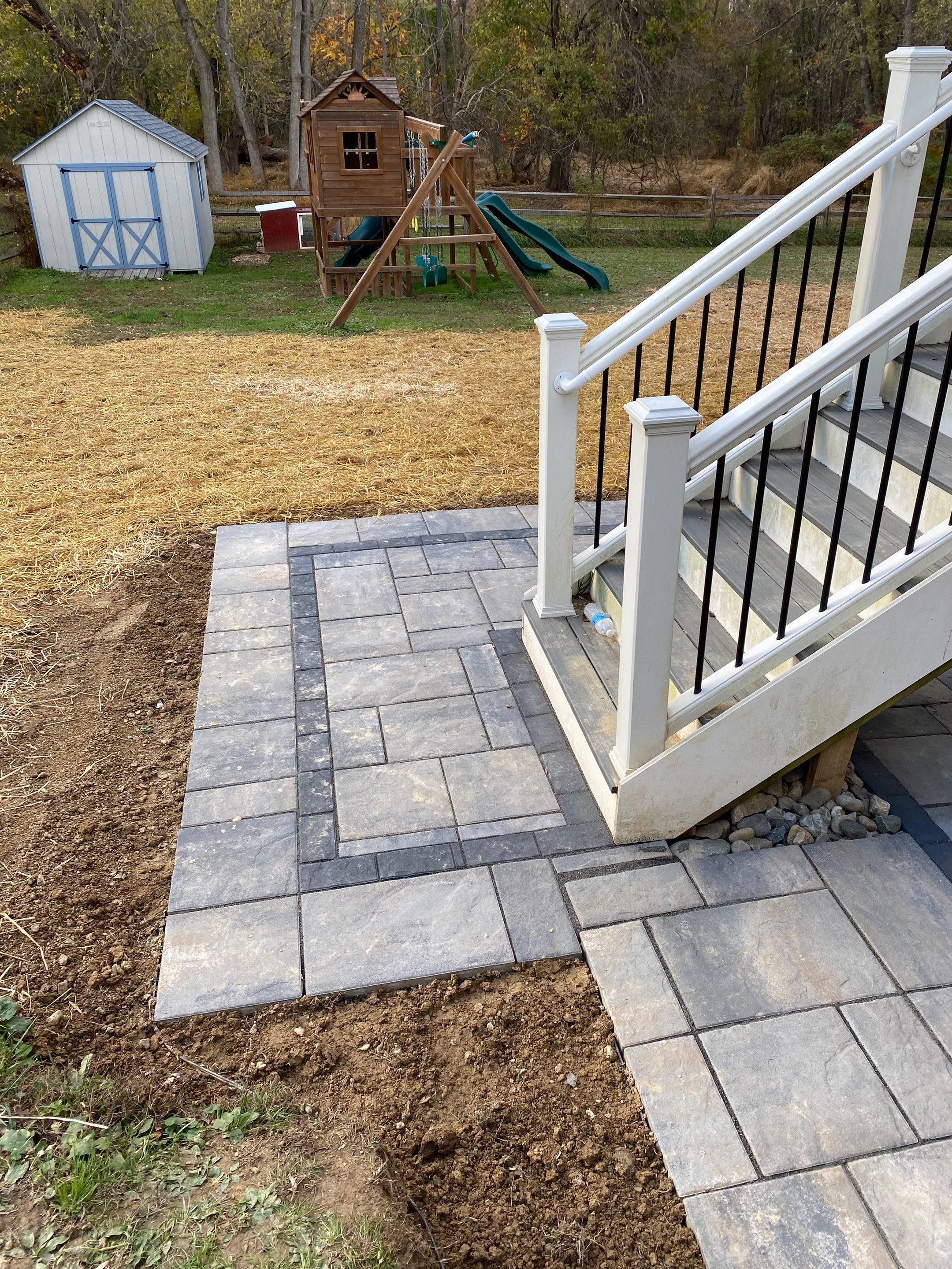 Backyard Transformation using Techo-Bloc Pavers by The Smet Companies, LLC