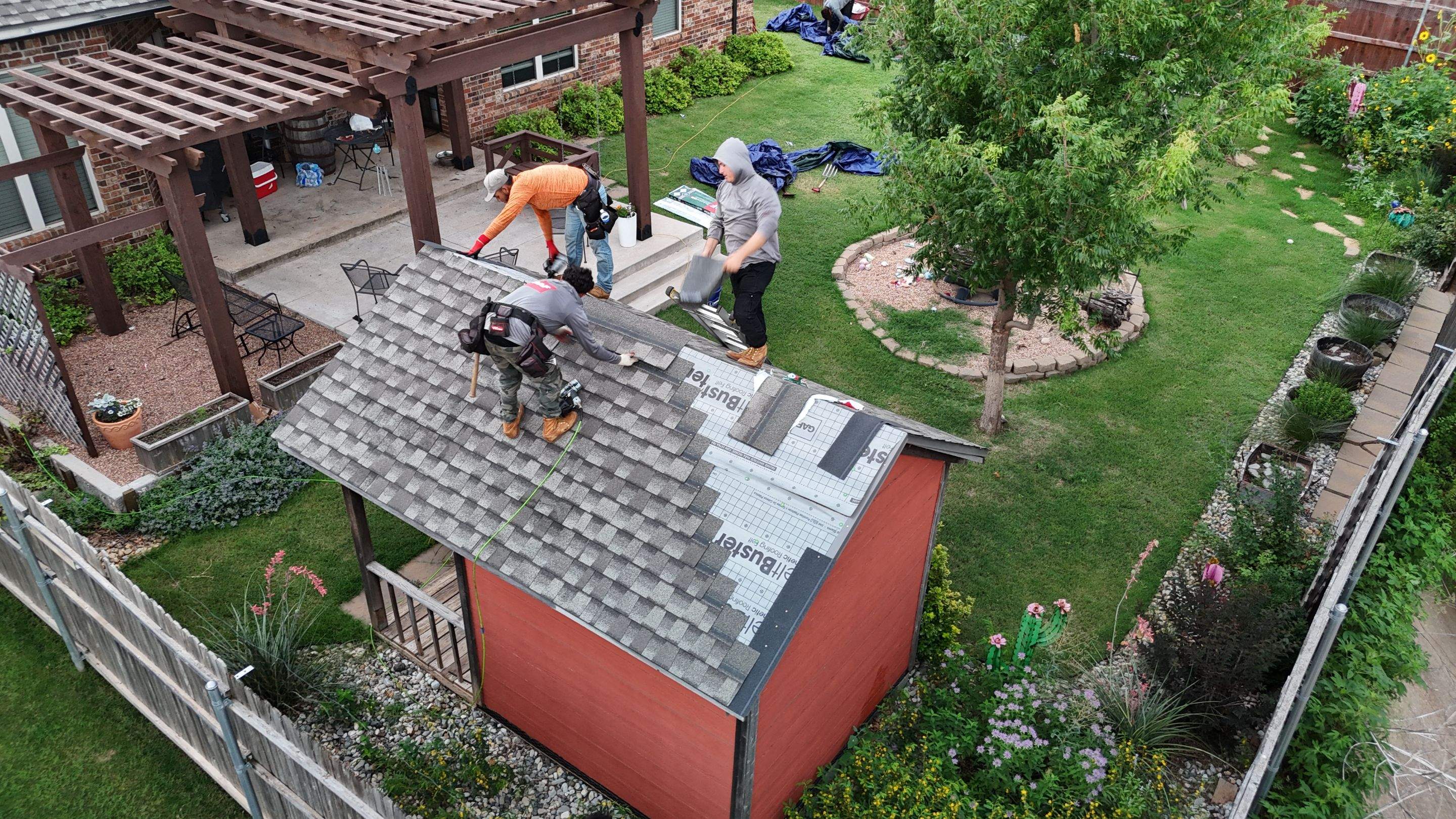 GAF Architectural Shingle Roof Replacement and Decking Repair in Mustang by 5Coat Roofing & Construction