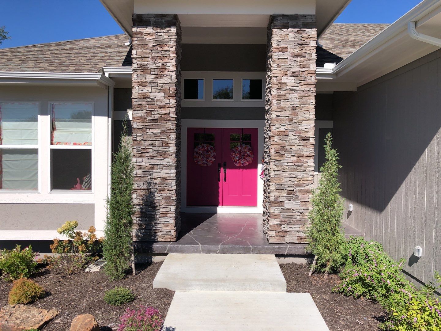 Overland Park -- Front Porch with Tuscan Flagstone Overlay by Big Red Decorative Concrete, LLC
