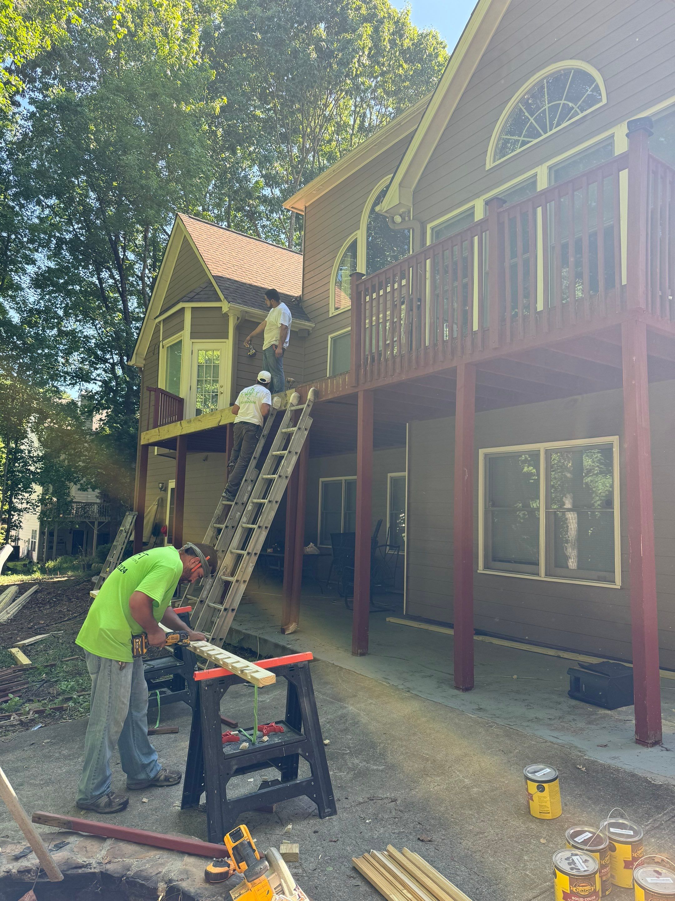 Exterior Painting and Comprehensive Wood Deck Repairs in Suwanee by Swift Home Renovations 