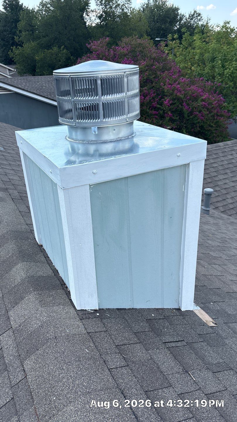 Chimney Siding Repair and New Cap Installation in Austin by DeZign Roofing & Exteriors