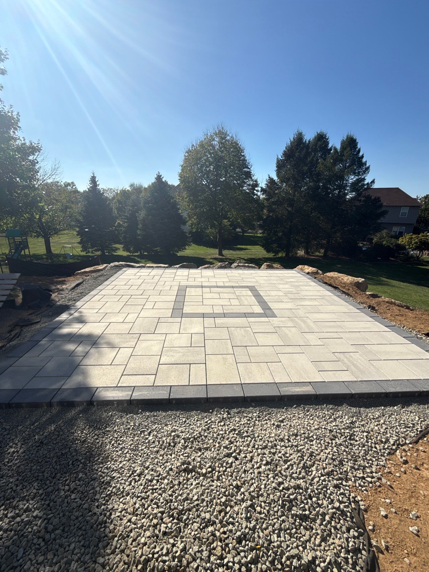 Backyard Retreat: Techo-Bloc Patio + Firepit Lounge by Saylor’s Lawn & Landscape