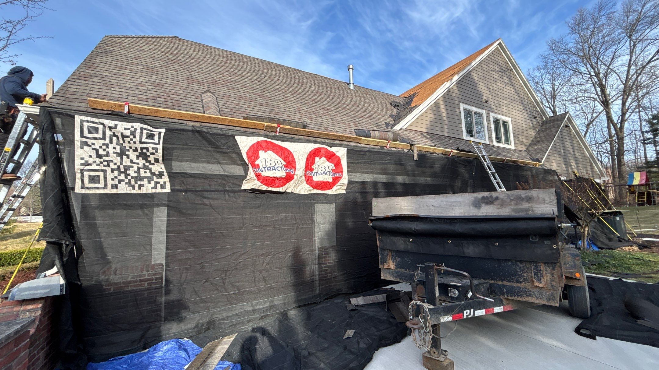 Roof Replacement using CertainTeed Landmark Moire Black by 180 Contractors