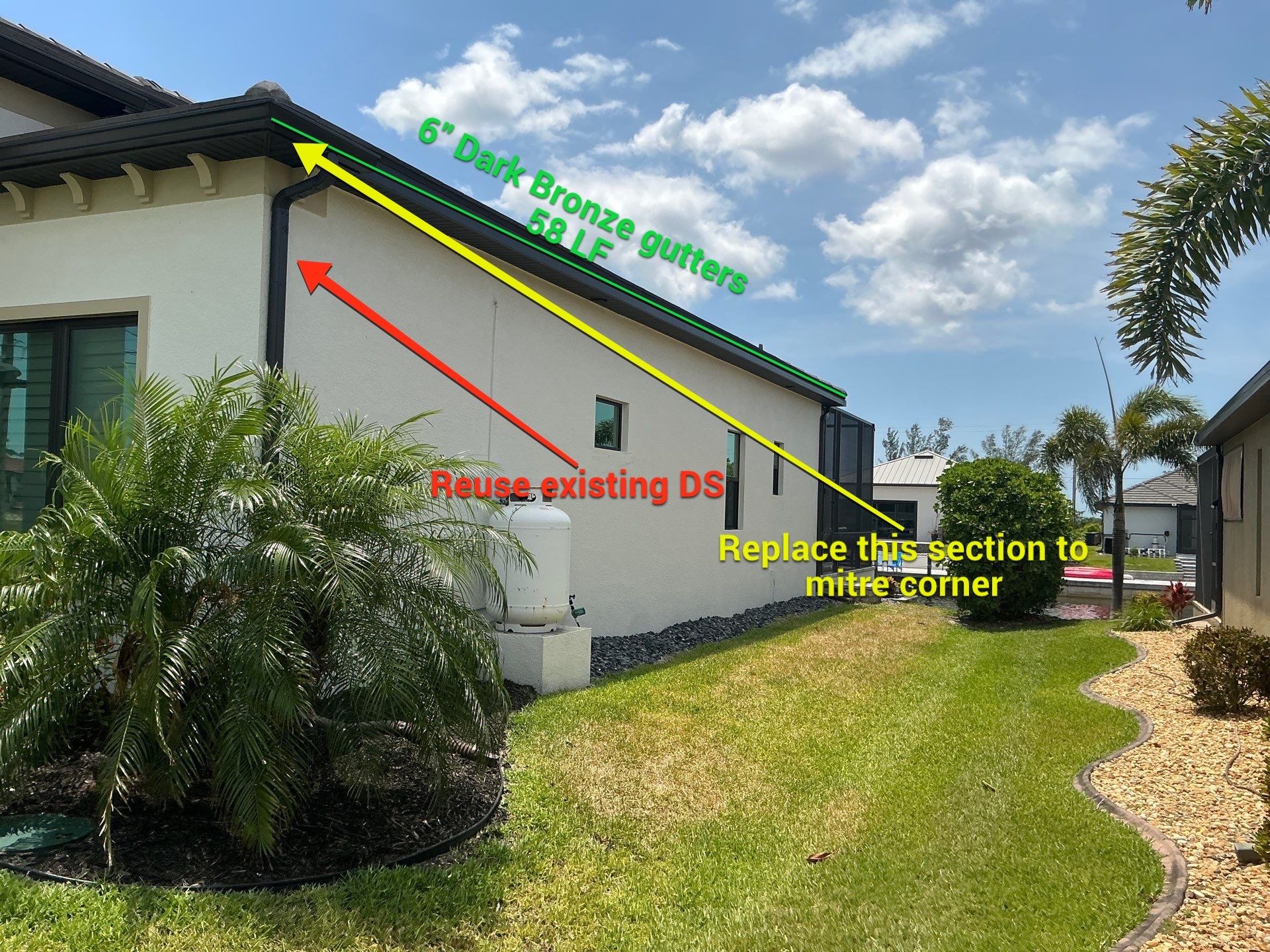 Dark Bronze 7-Inch Gutter Installation in Cape Coral FL by Gutter Professors