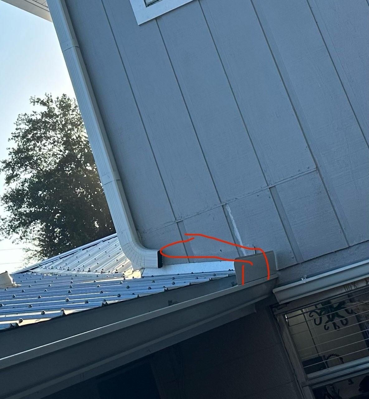 White K Style Seamless Gutters using 3X4 Elbow Downspout in Sarasota FL by Gutter Professors