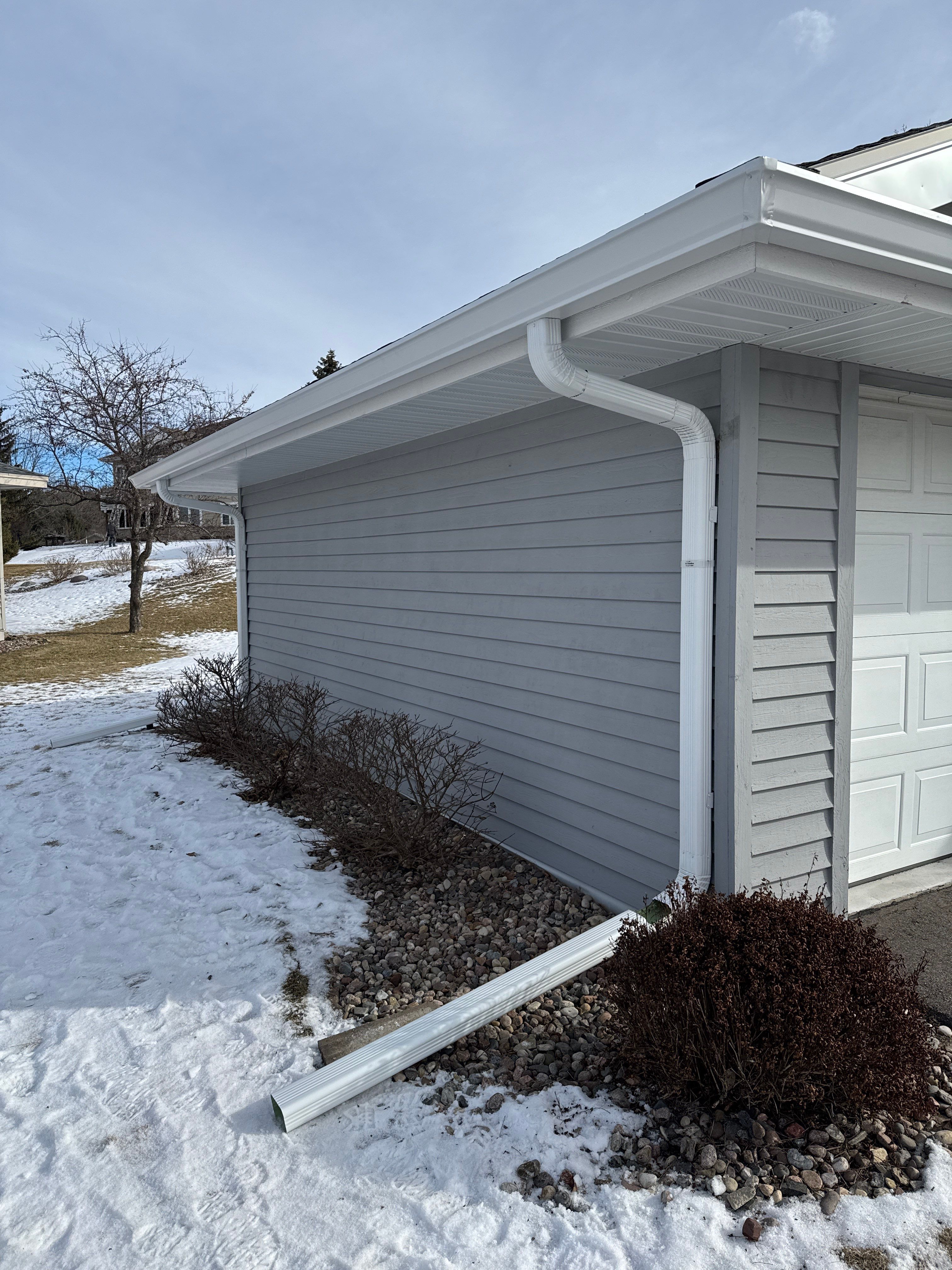 Residential Seamless Gutter Installation using 3"x4" Aluminum Downspouts by AA Seamless LLC