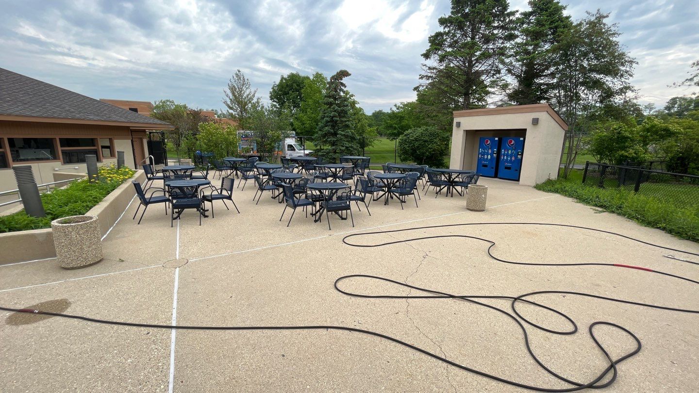 Northbrook, IL Park Dist. Pool deck by Northern Power Washing LLC.