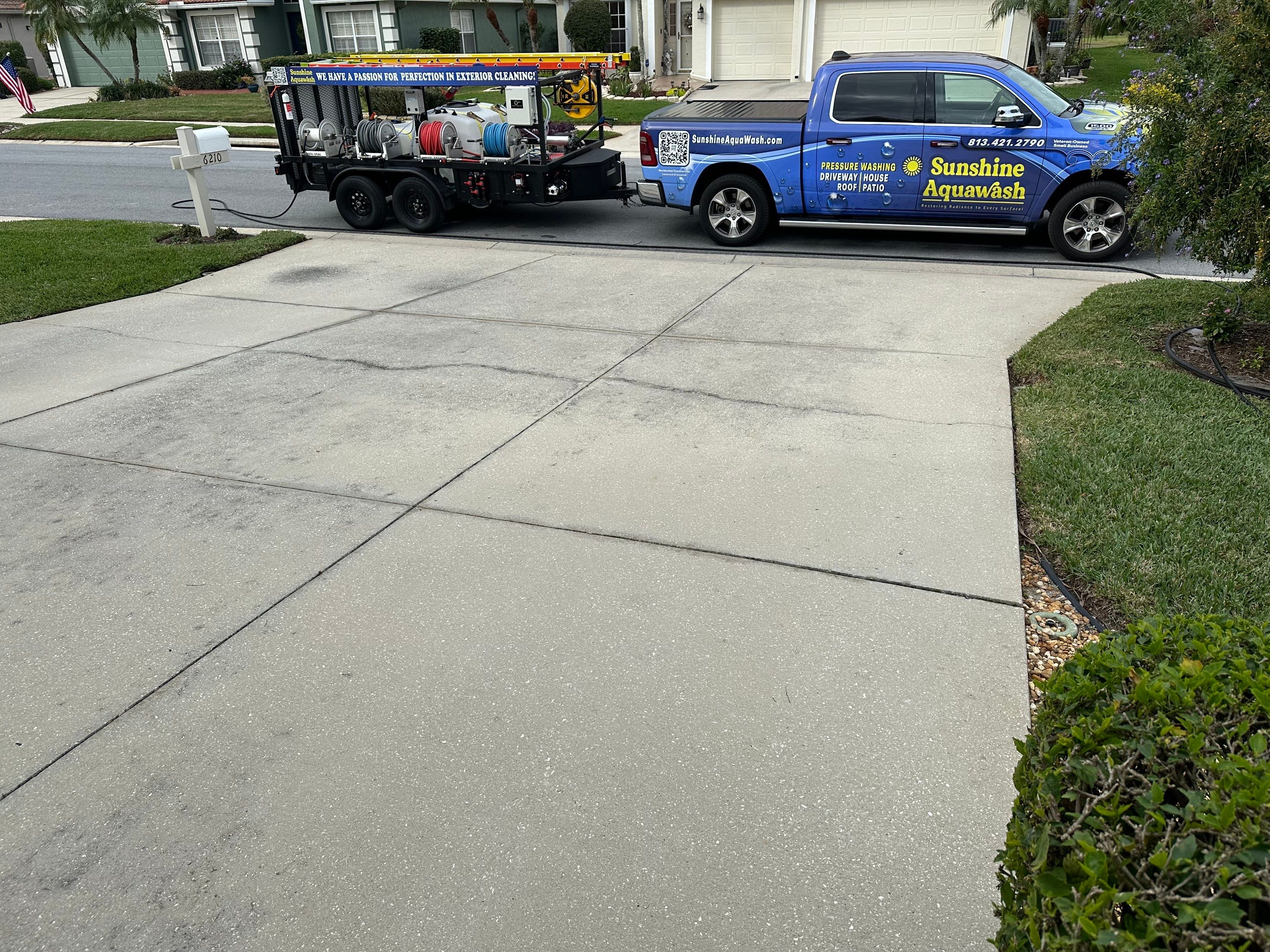 Concrete Driveway, Entryway & Street Curbing Cleaning in Fairways at Imperial Lakes, Palmetto, FL | Sunshine AquaWash by Sunshine AquaWash