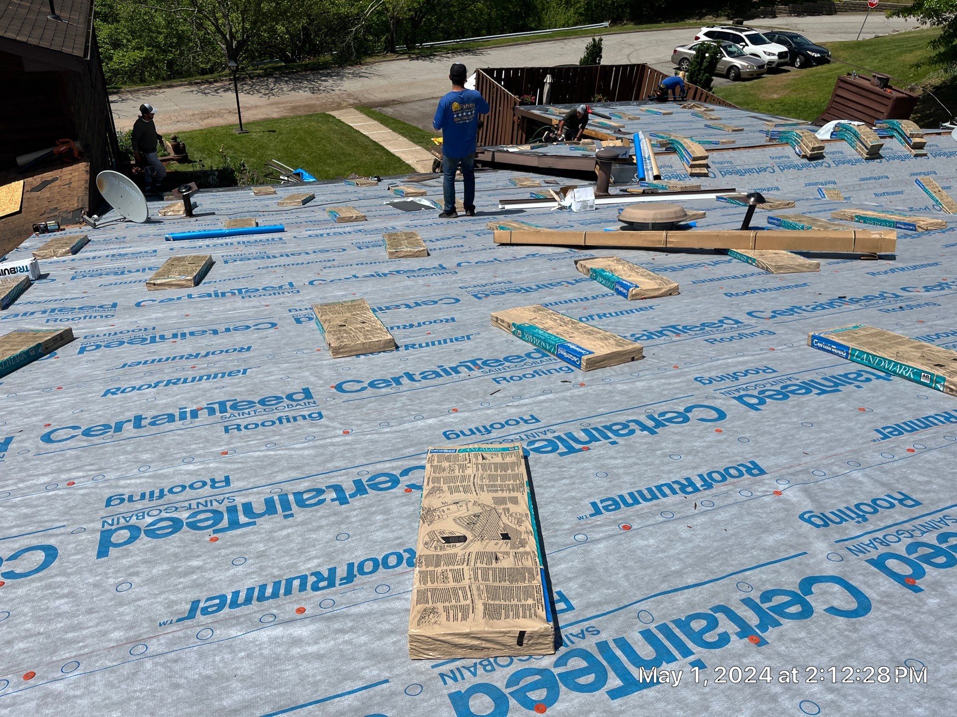 Commercial Roofing Installation using Certainteed Landmark Pro Shingles by Fahey Roofing + Contracting