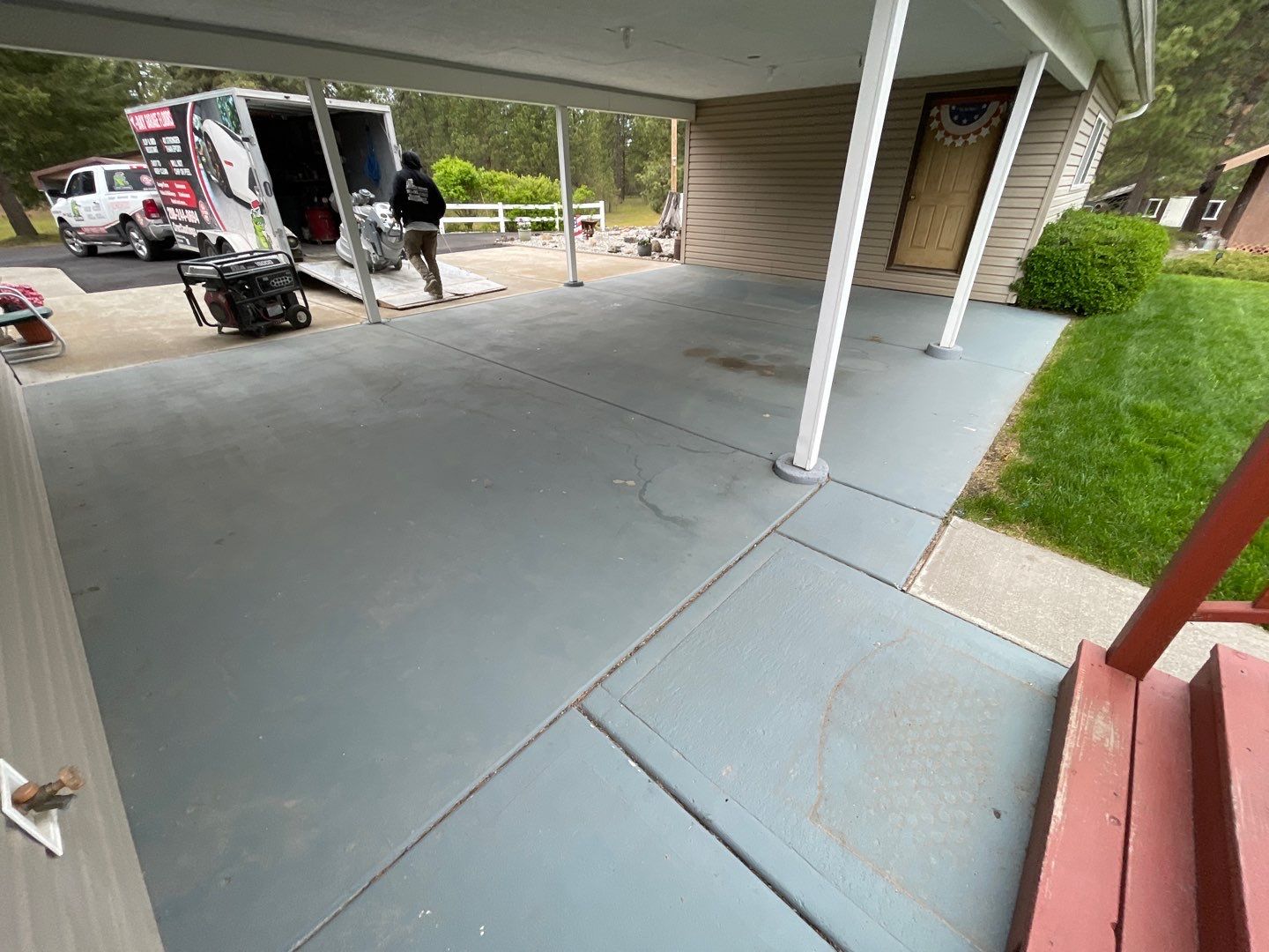 Patio Transformation using Chestnut by Croc Coatings, LLC