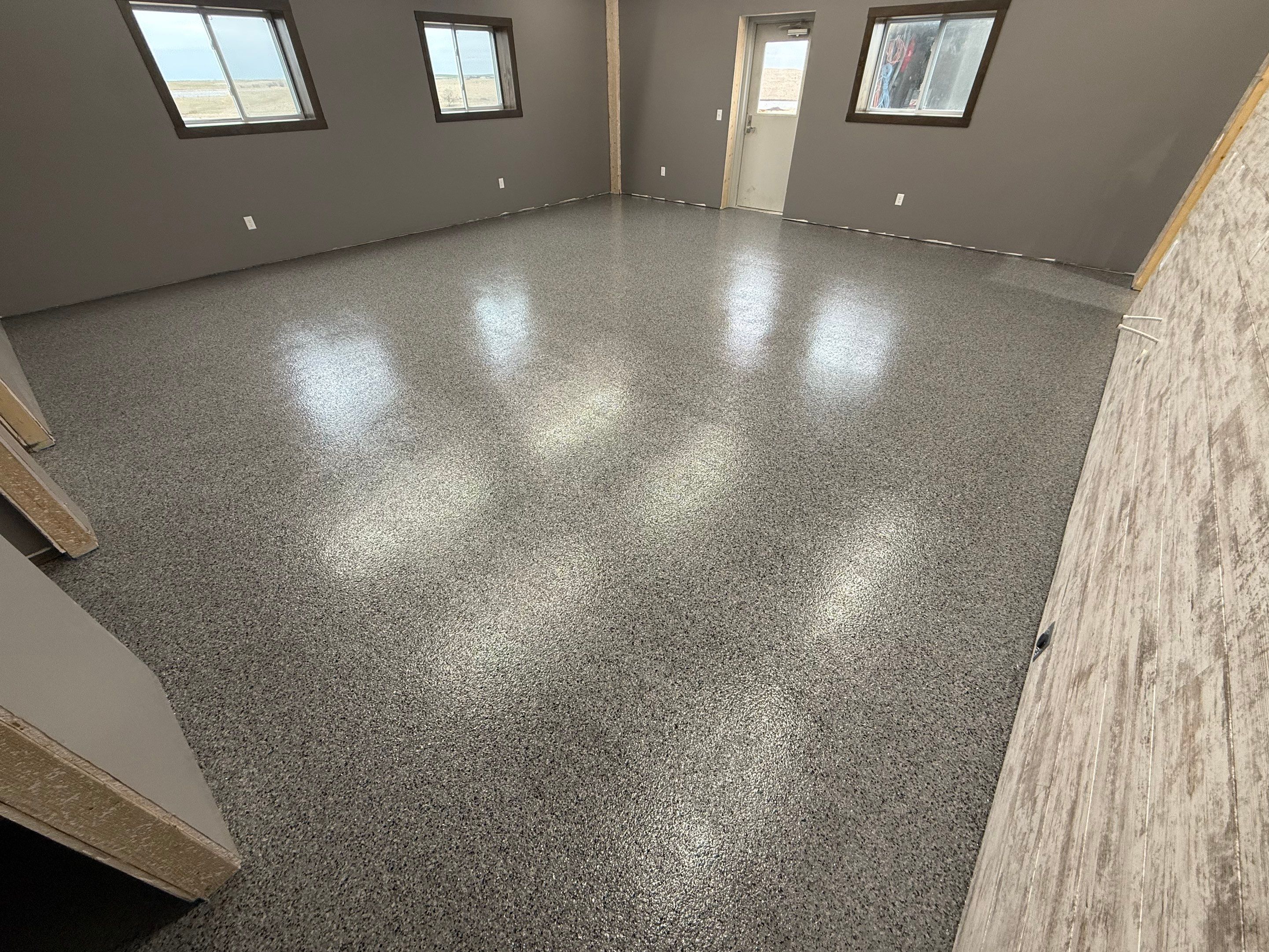 Nightfall Flake Floor Coating Installation in Draper by Select Painting, Coatings & Garage Cabinets