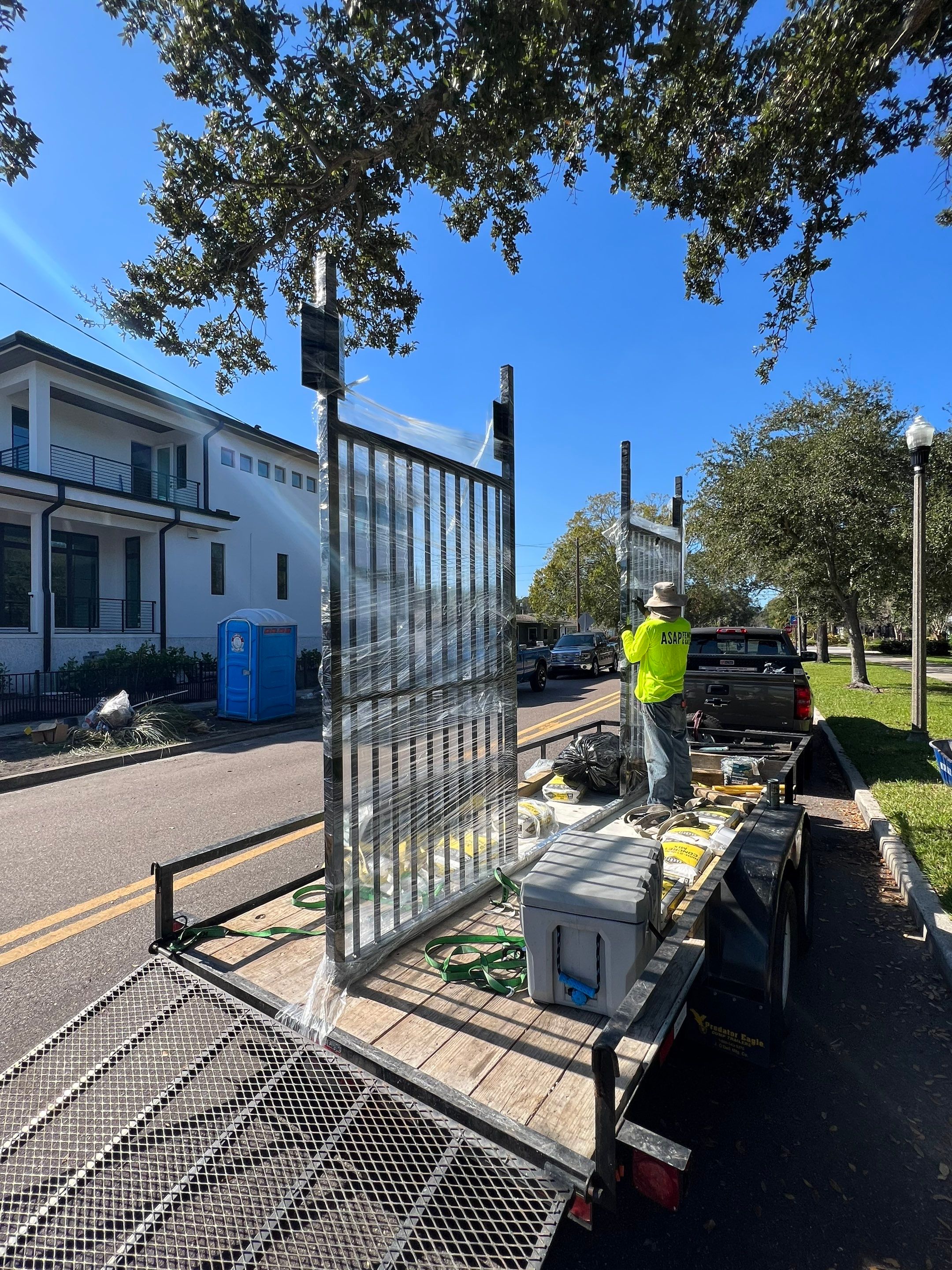 Aluminum Fence Installation using 3 Rail Aluminum Puppy Picket Fence by Asap fence and gates, LLC