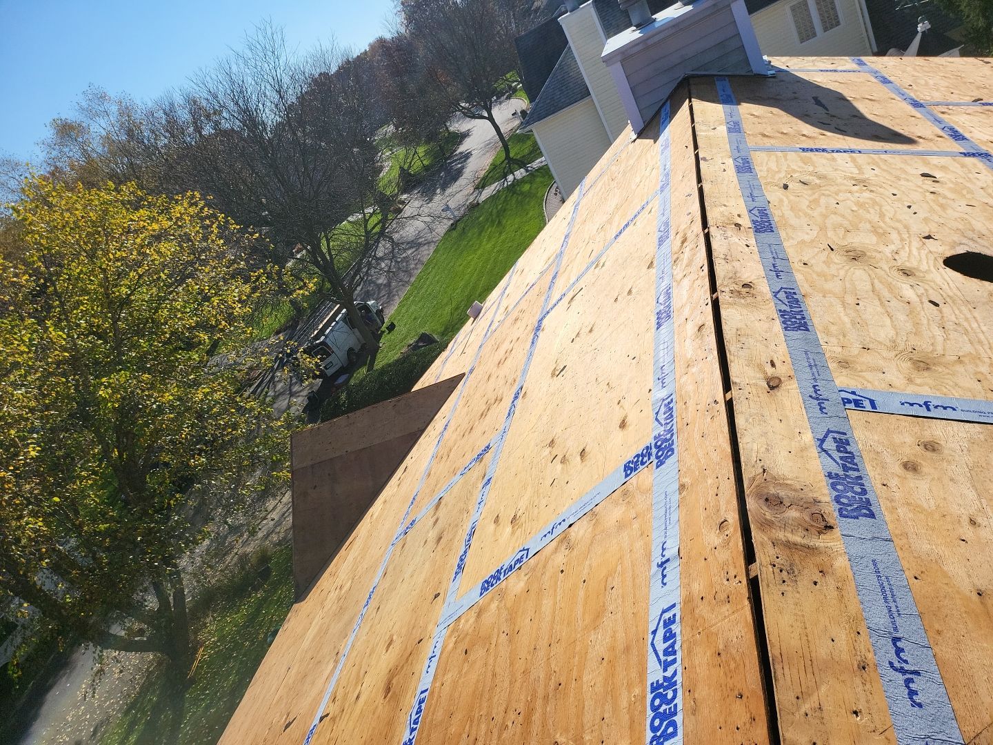 Residential Roofing Installation using Certainteed Landmark Moire Black by A Plus Exterior