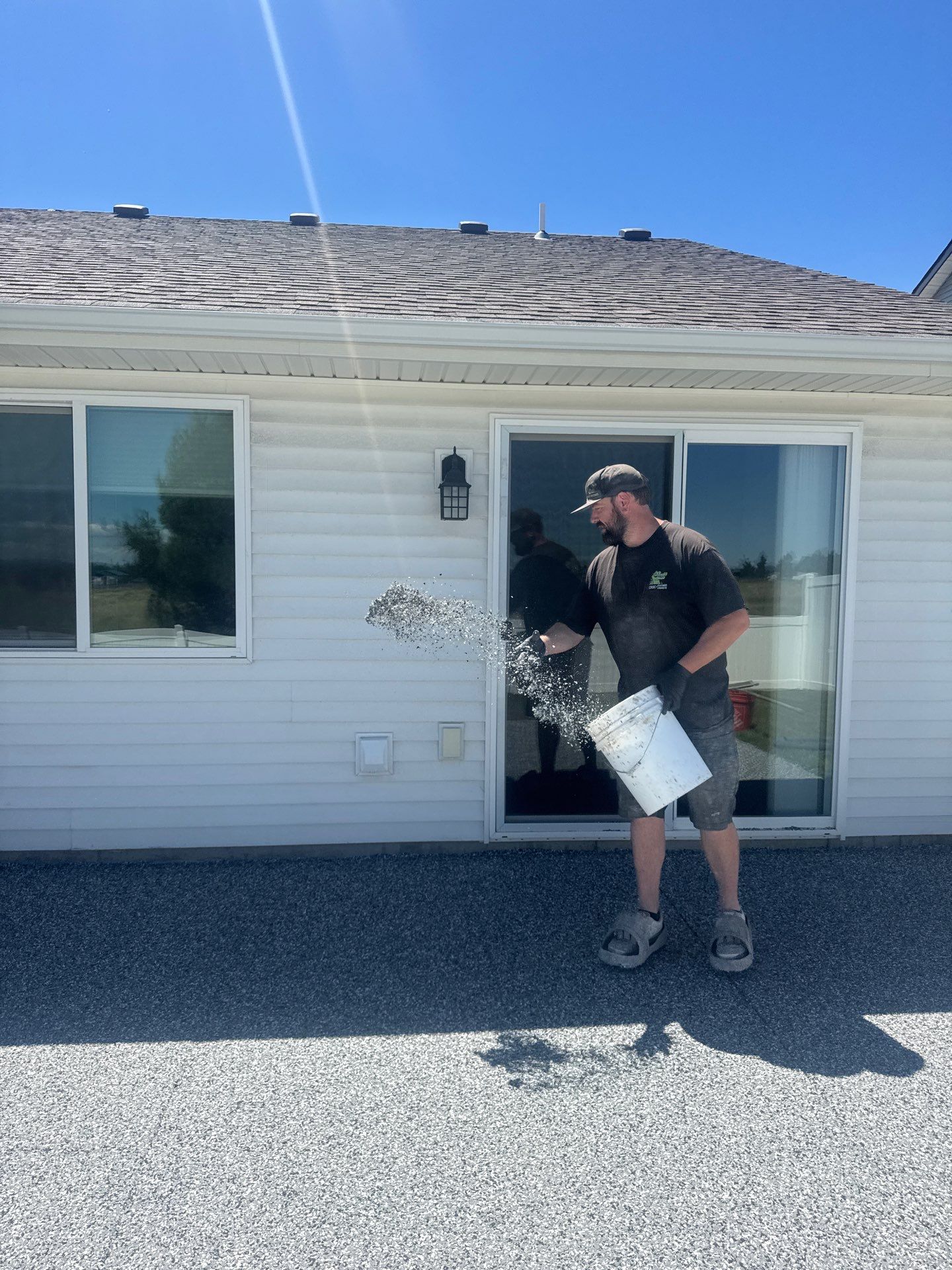 Concrete Patio Coating Installation with Smoke Flake Finish in Airway Heights by Croc Coatings, LLC
