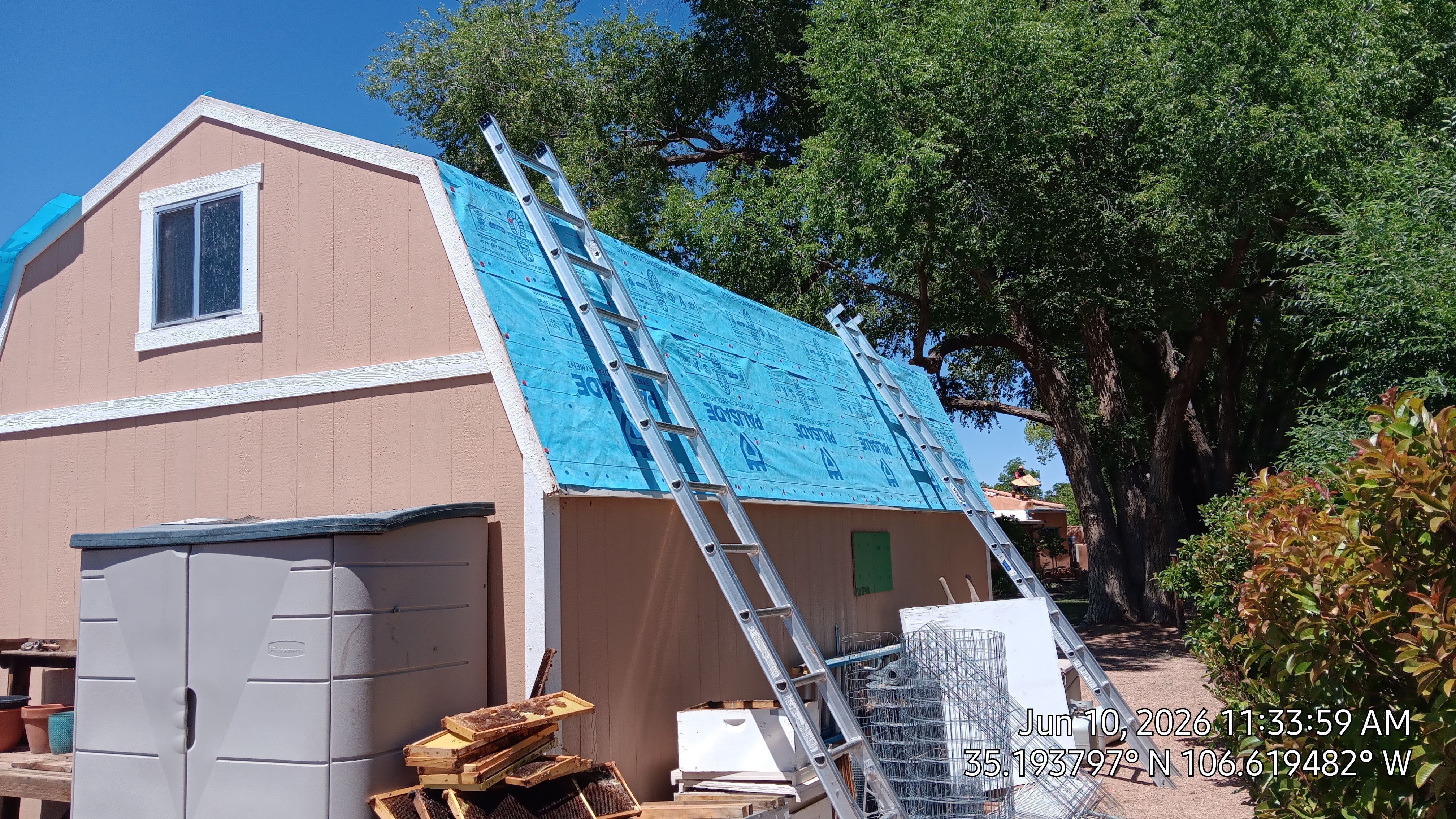 Hawaiian Blue metal Shed roof makeover in the North Valley by Doyle Roof Masters Inc