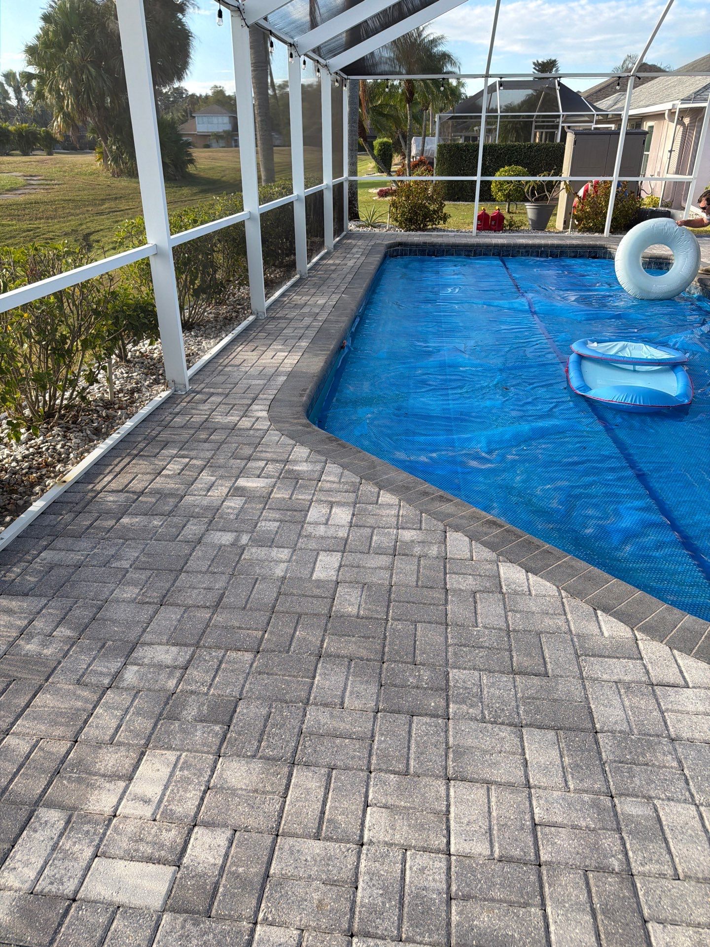 Paver Sealing for Screened Pool Deck in Sun City Center by Supreme Paver Experts