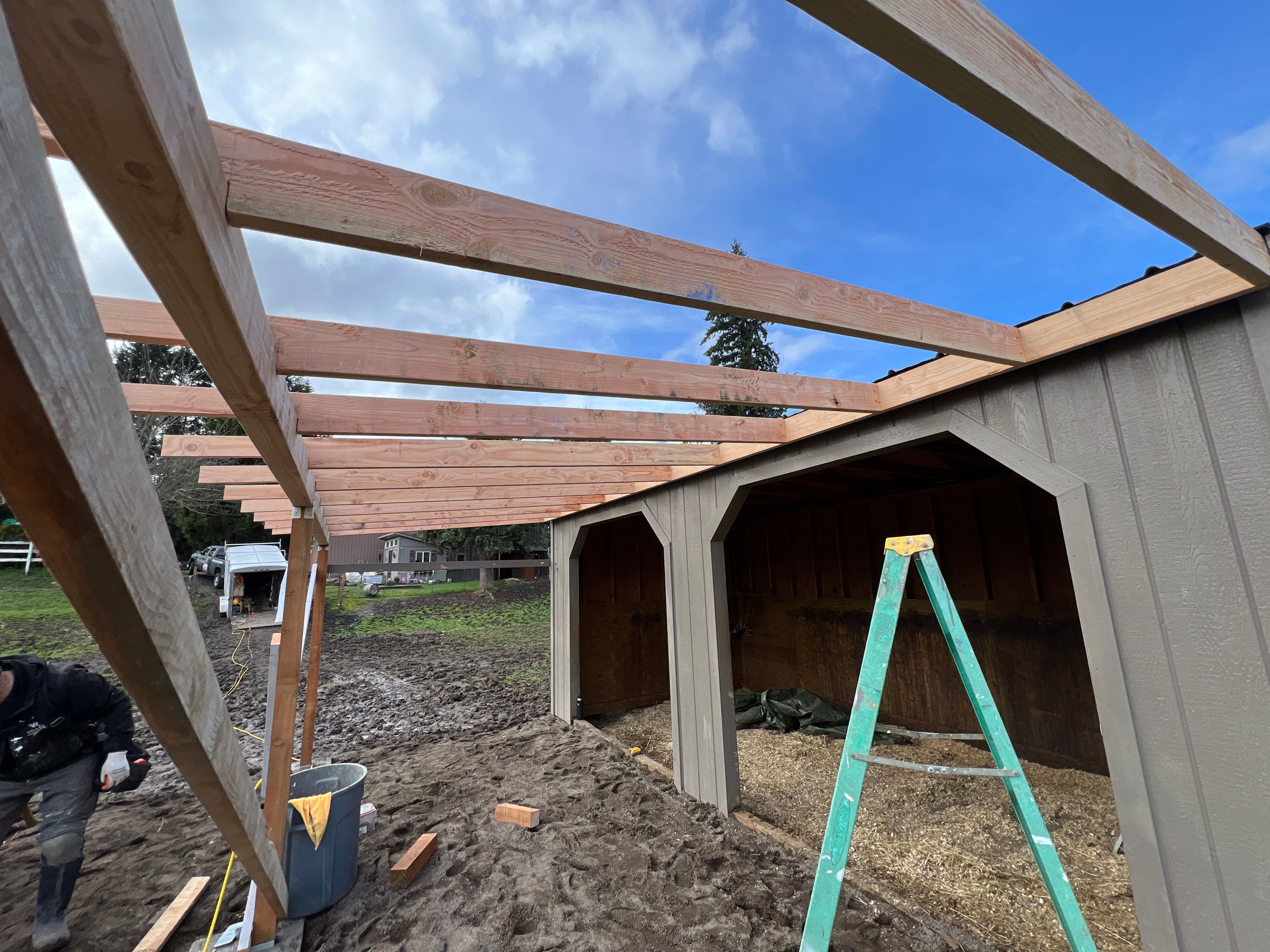 Shed Cover using Pressure Treated Posts by Villegas Remodeling, LLC