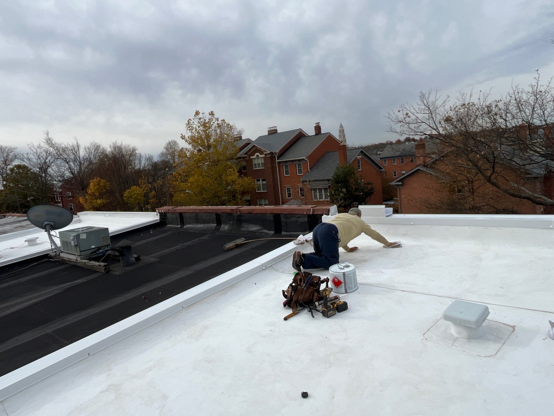 Alexandria: Residential Flat Roof Replacement with Mule Hide TPO Membrane by RM Banning, Inc.