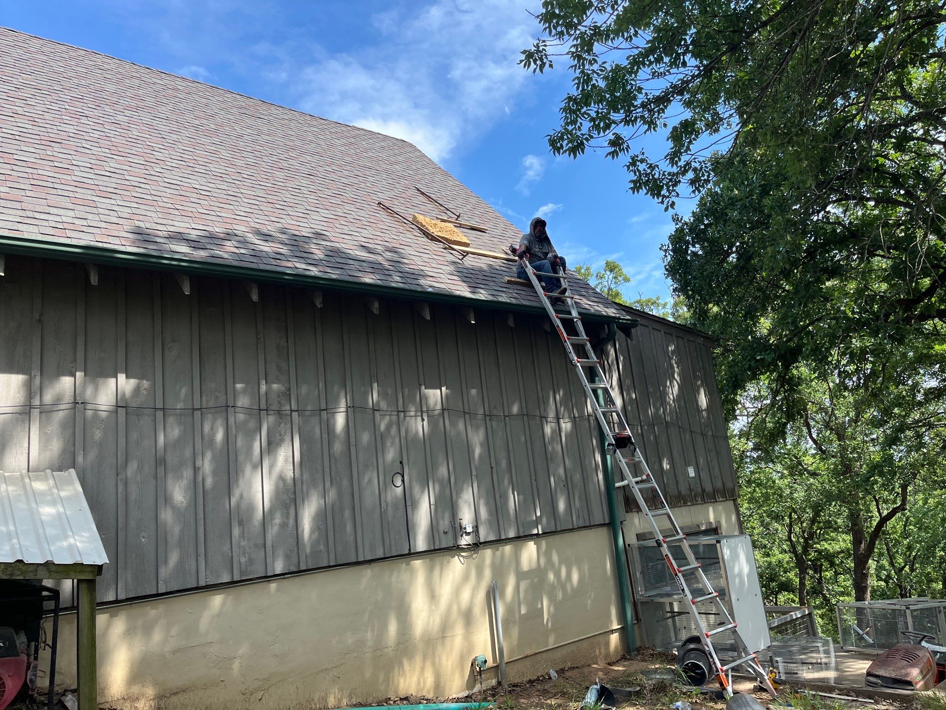 Architectural Shingle Roof Replacement and Skylight Installation in Sulphur by BANA Roofing and Solar Supply