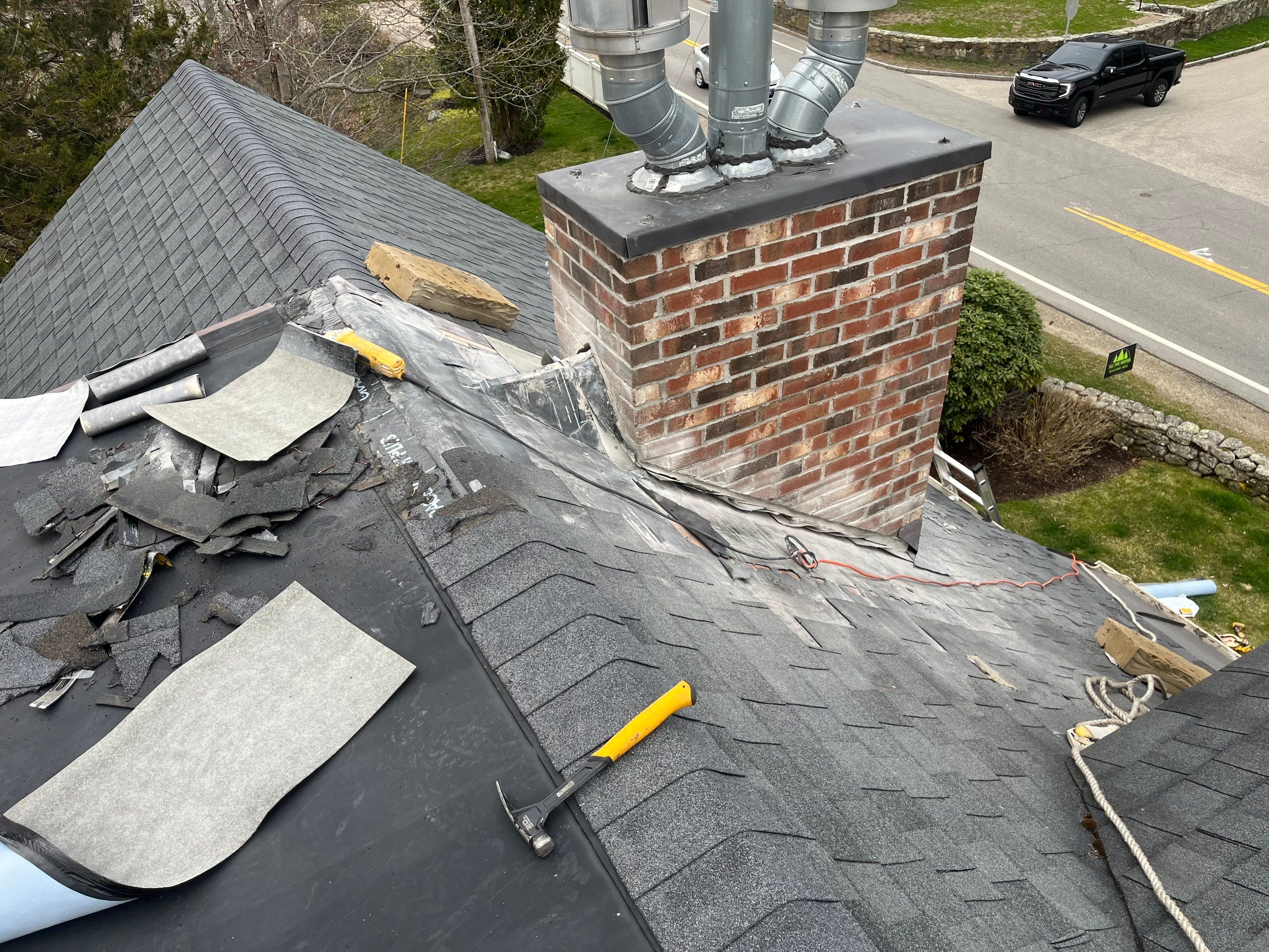 Rubber Roof Repair W/Chimney Reflash by Tall pine roofing