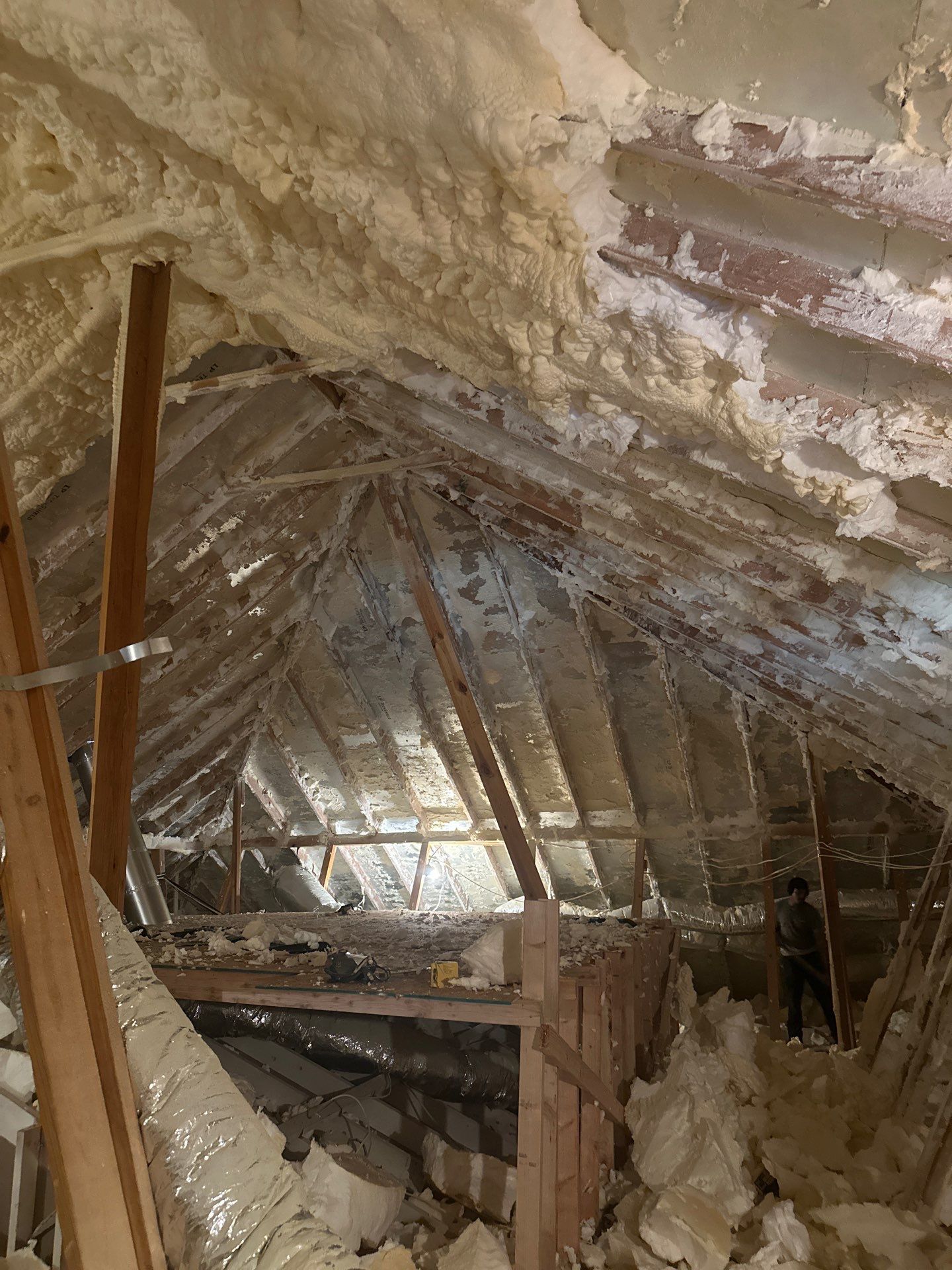 Spray foam insulation removal & re spray by Apex Insulation Solutions