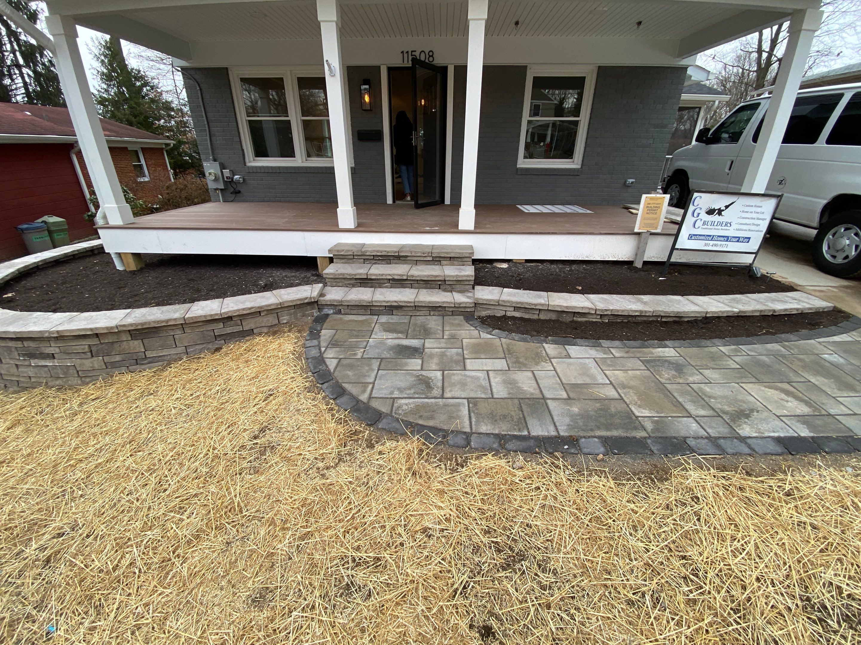 Retaining wall, walkway, small patio and landscape install by The Smet Companies, LLC