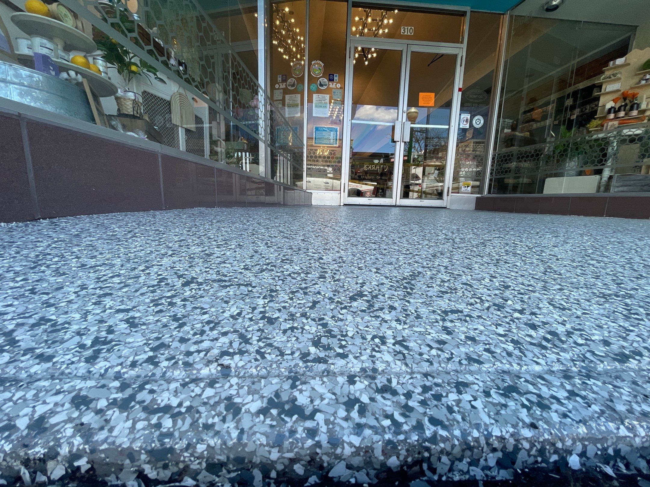 Commercial Floor Transformation using Slate Stone by Croc Coatings, LLC