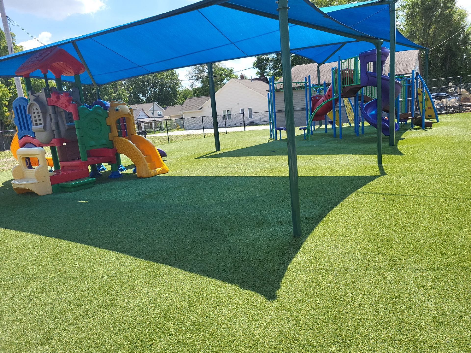 Indianapolis Child Care Center Playground Synthetic Turf Installation by Southwest Greens Midwest