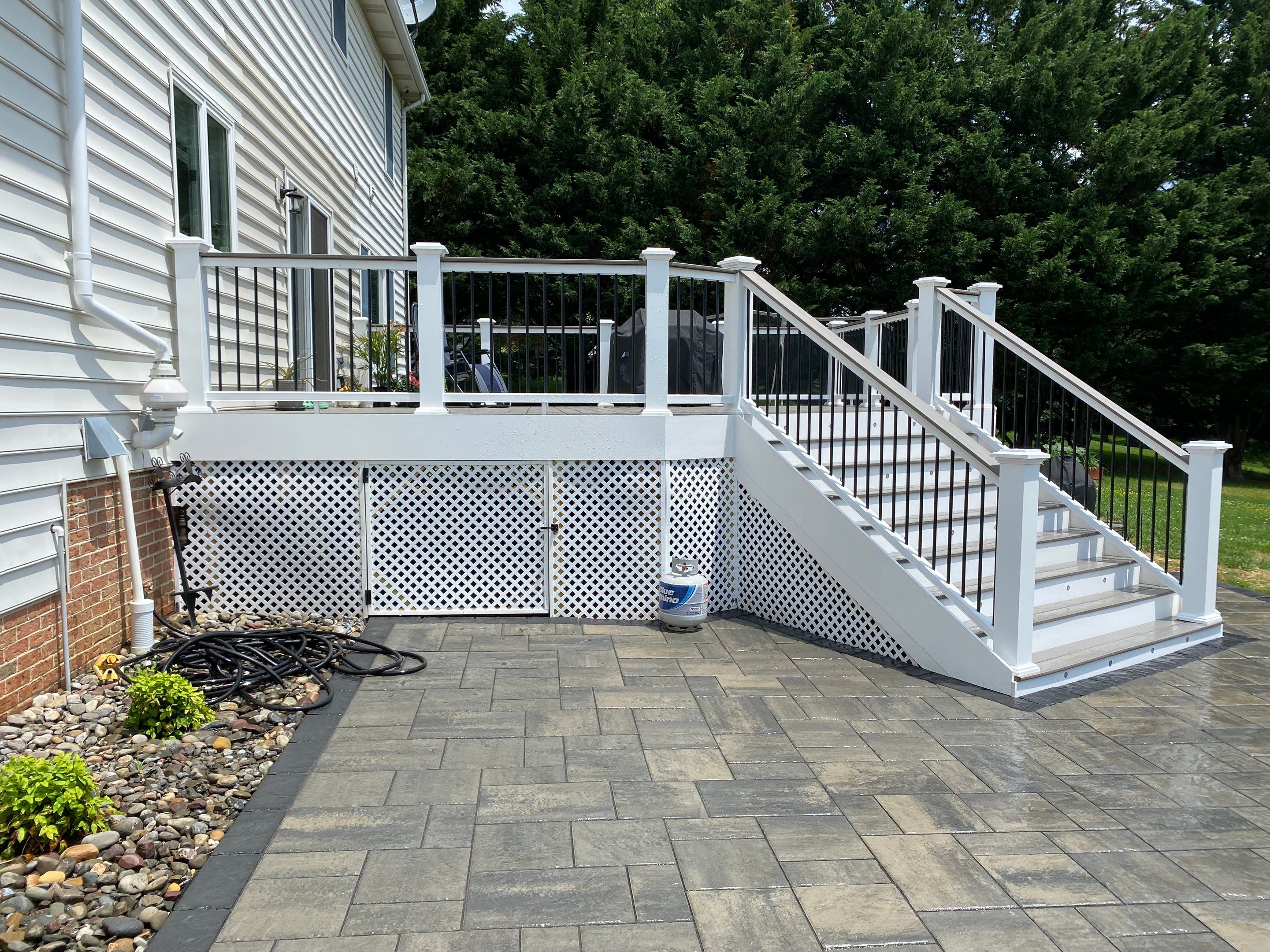 Backyard Transformation using Techo-Bloc Pavers by The Smet Companies, LLC