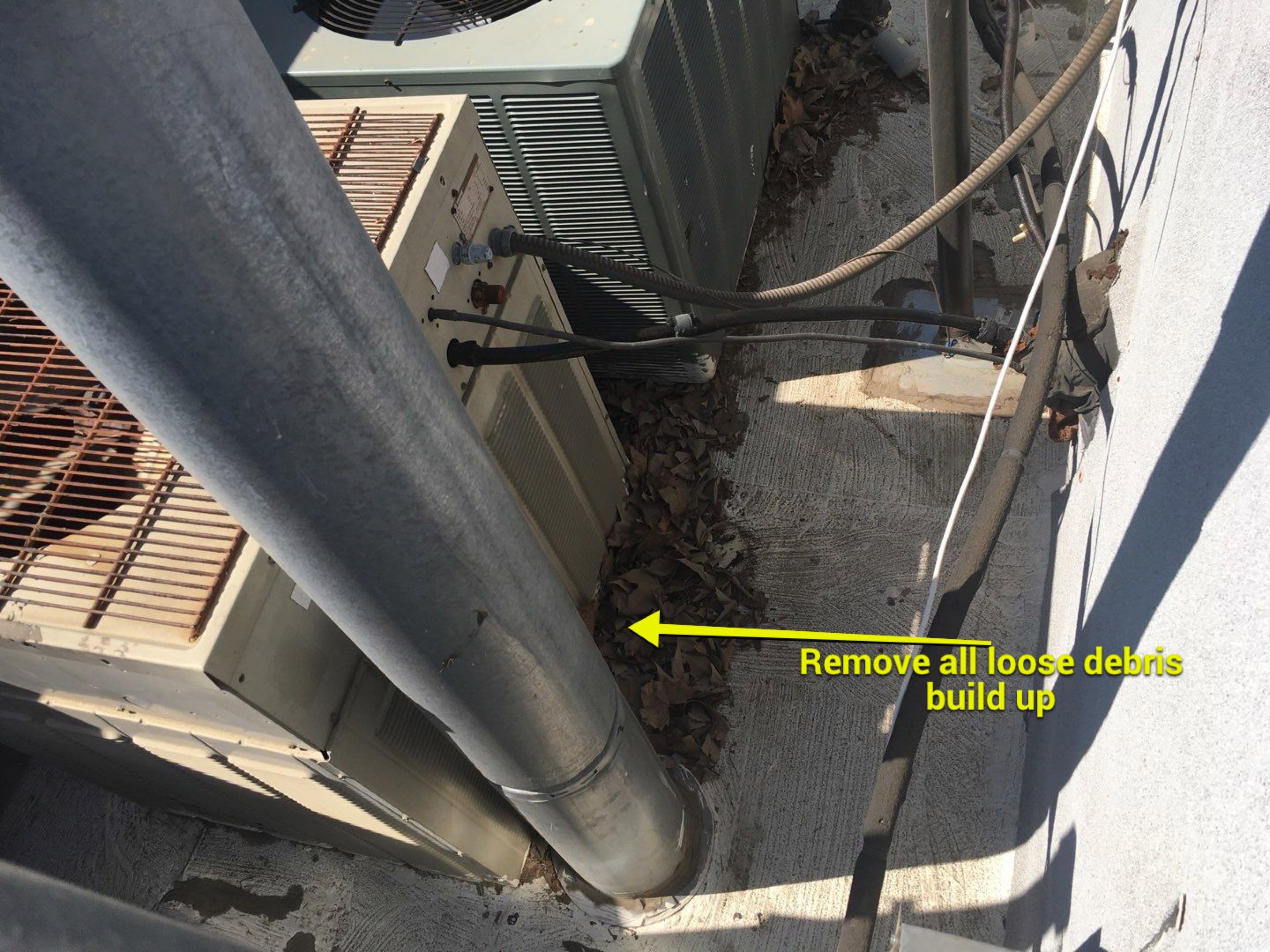 Spray foam and coatings inside commercial building HVAC well using Spray foam and coatings over existing BUR system by Straight Edge Roofing Inc